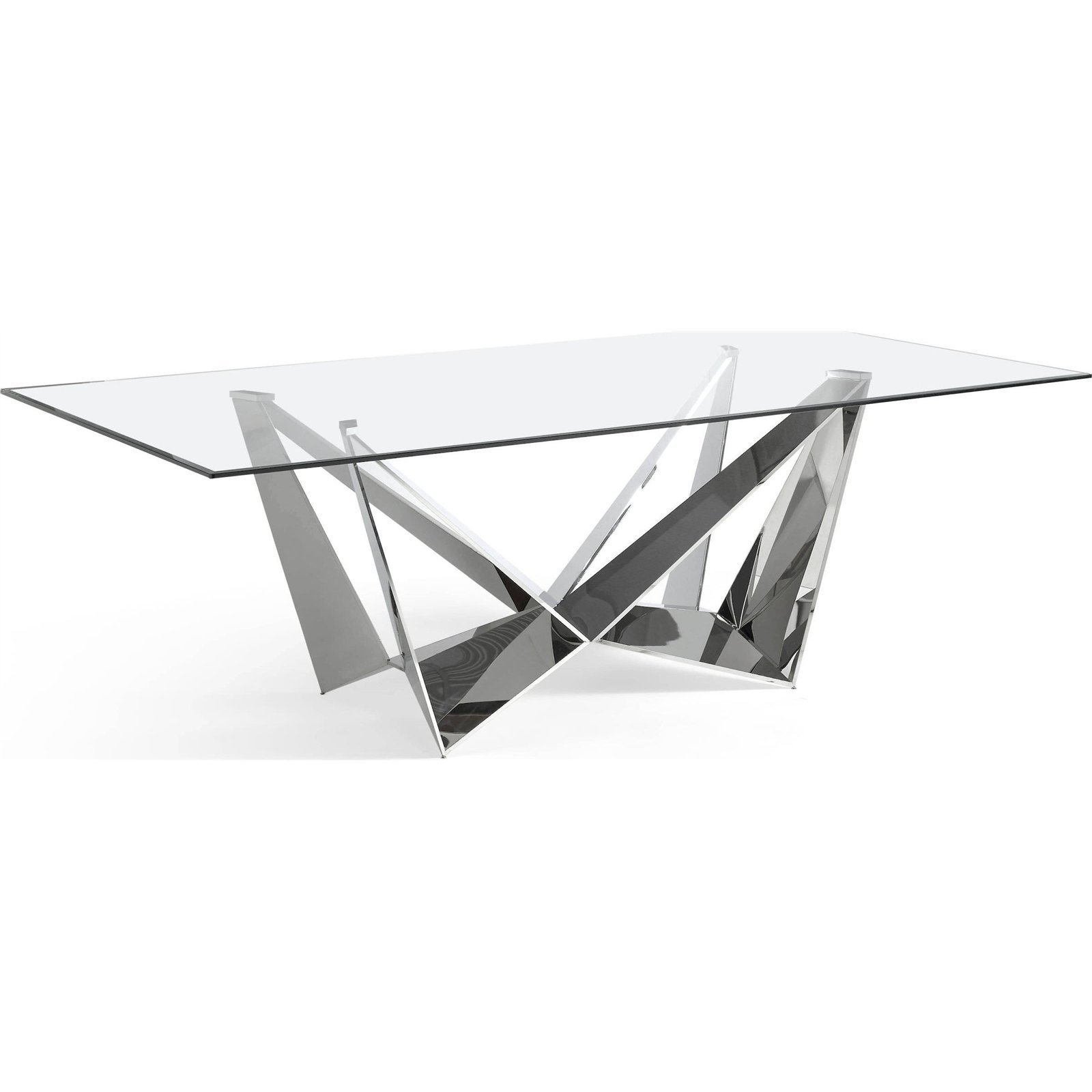 Table Moderne En Verre Transparent Et Acier - Acier