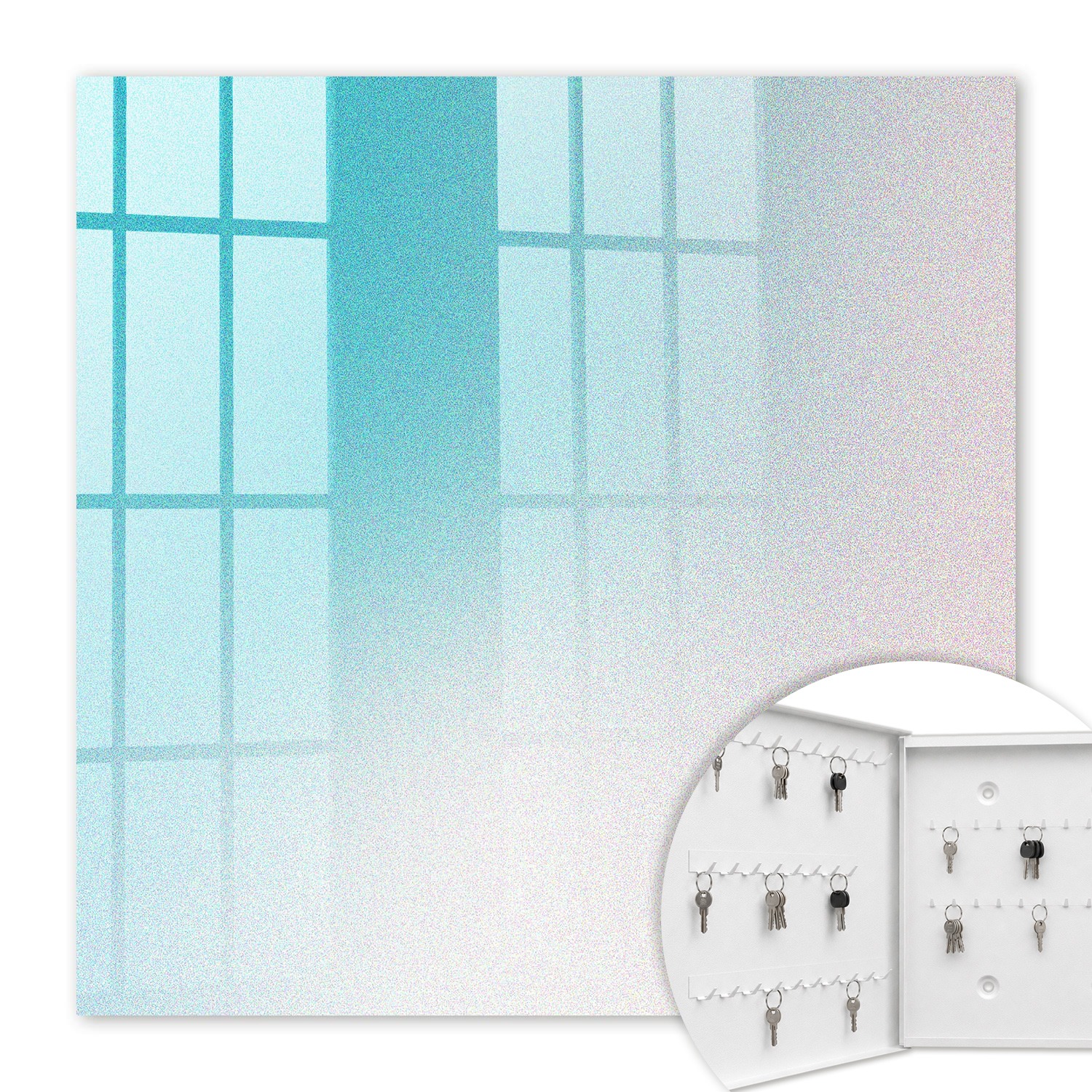 Armoire À Clés - (30 Cm X 30 Cm) - Boîte À Clés Murale - Coffret De Rangement Pour Clés - Couleur Blanche - Ouverture Vers La Gauche - Pour Maison Et Bureau - Dégradé Pastel