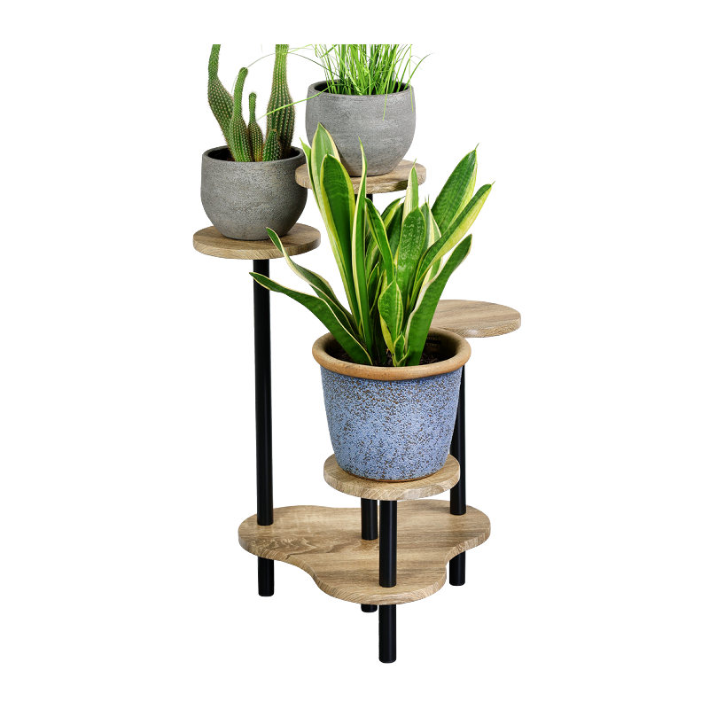 Support Multiple Pour 4 Plantes - Hauteur 75 Cm - Bois - Livraison Gratuite