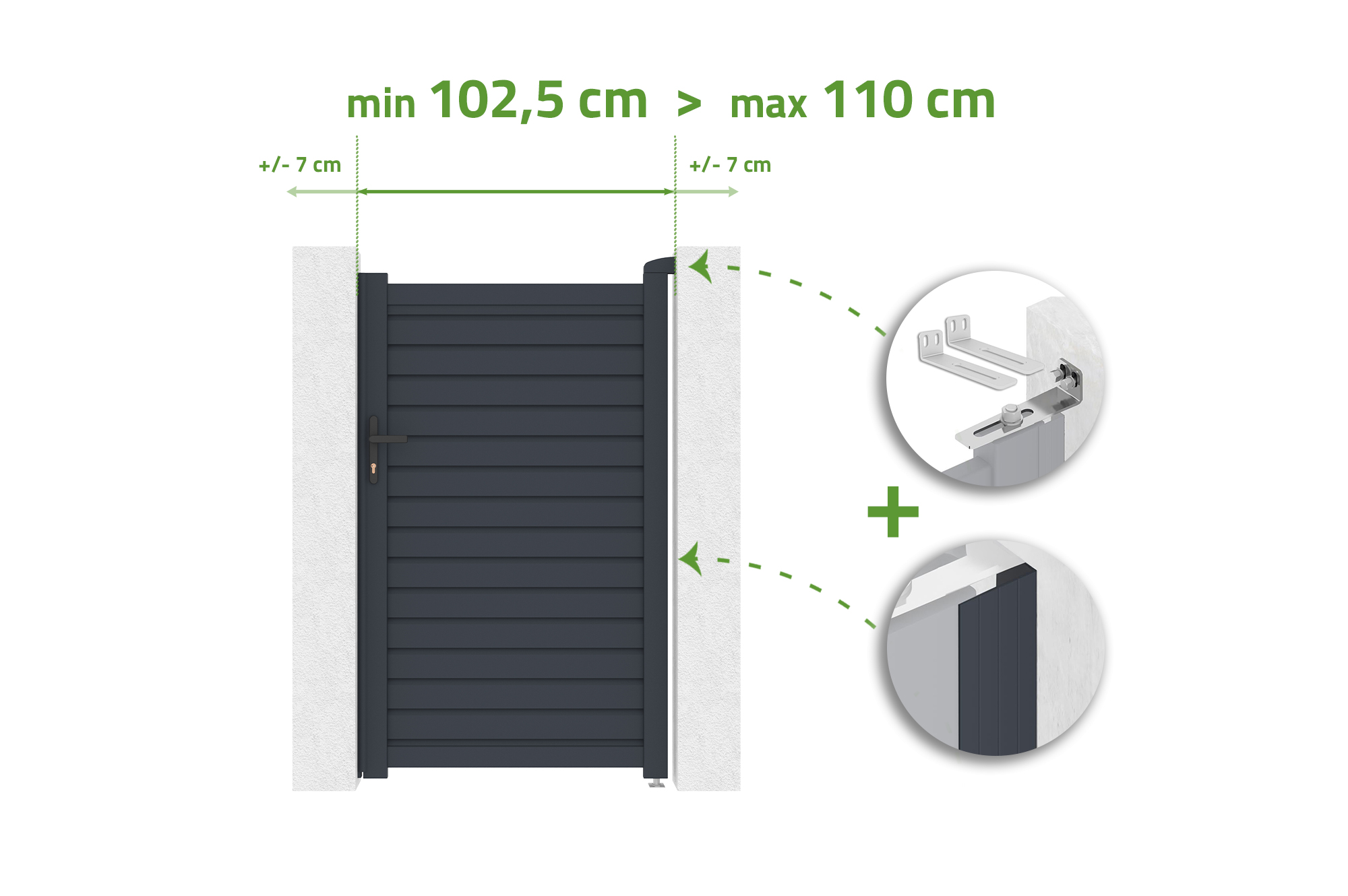 Portillon Ajustable En Largeur 1m Calancia H.160cm Lames Persiennes Aluminium Gris