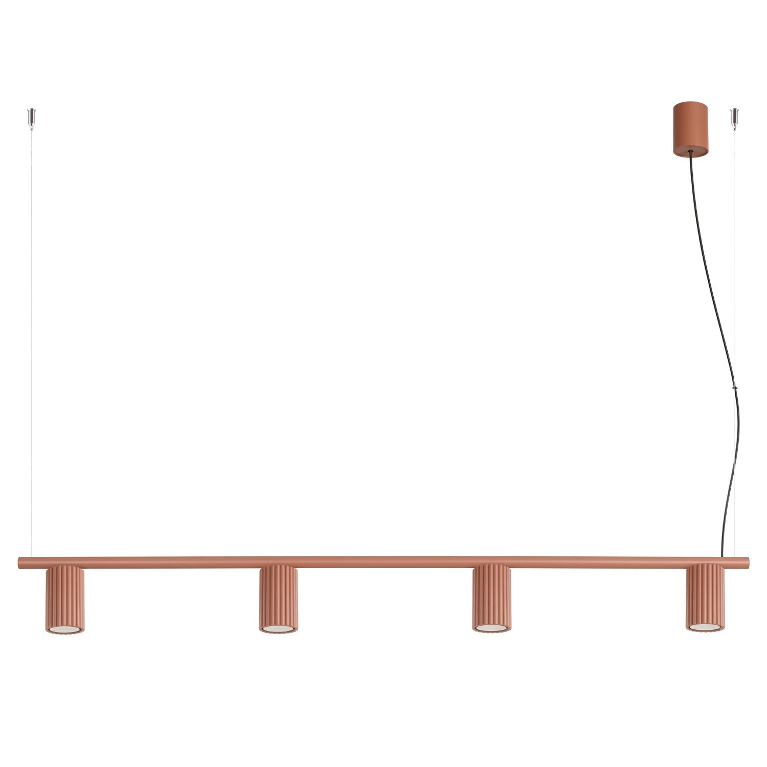 Suspension Moderne Rouge Ocre 4 Spots Gu10 10w Karbon Sollux Lighting