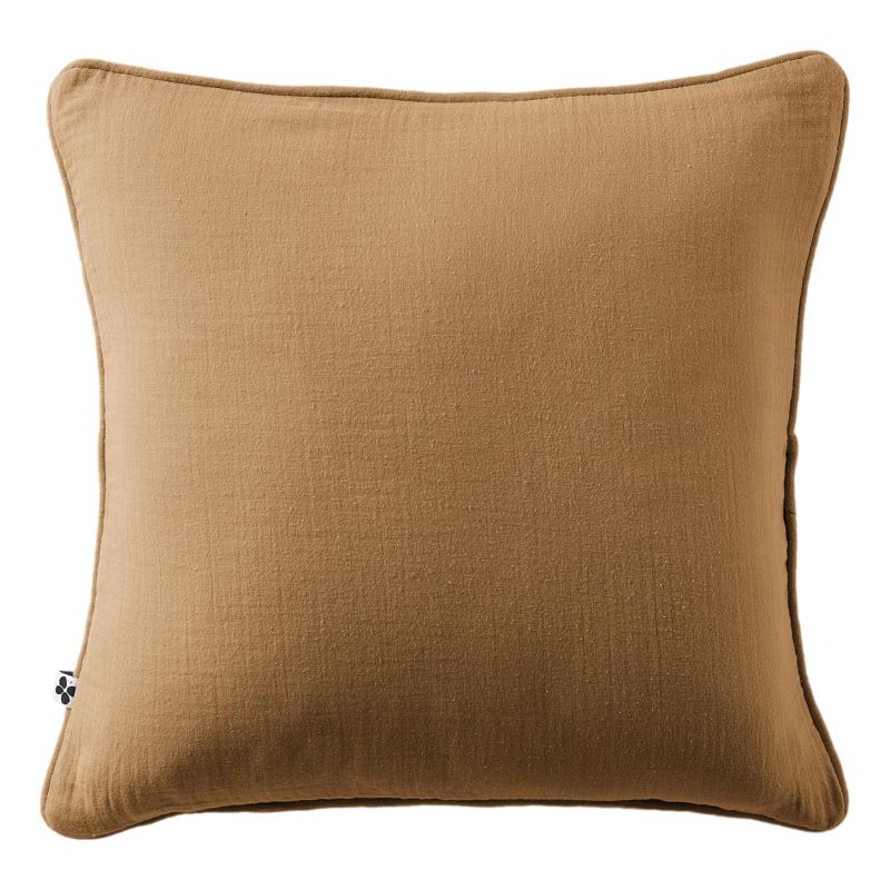 Coussin Déhoussable Avec Passepoil "gaïa" 45 X 45 Cm "gaze De Coton" L'Effet Papillon - Gaia Camel -
