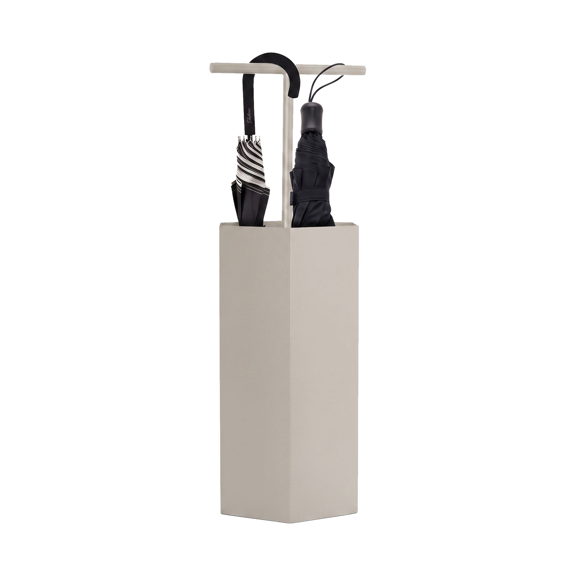 Ohm - Porte-parapluie Design 25 X 72 X 22 Cm Avec Trou D'Évacuation D'Eau, En Métal Gris Tourterelle