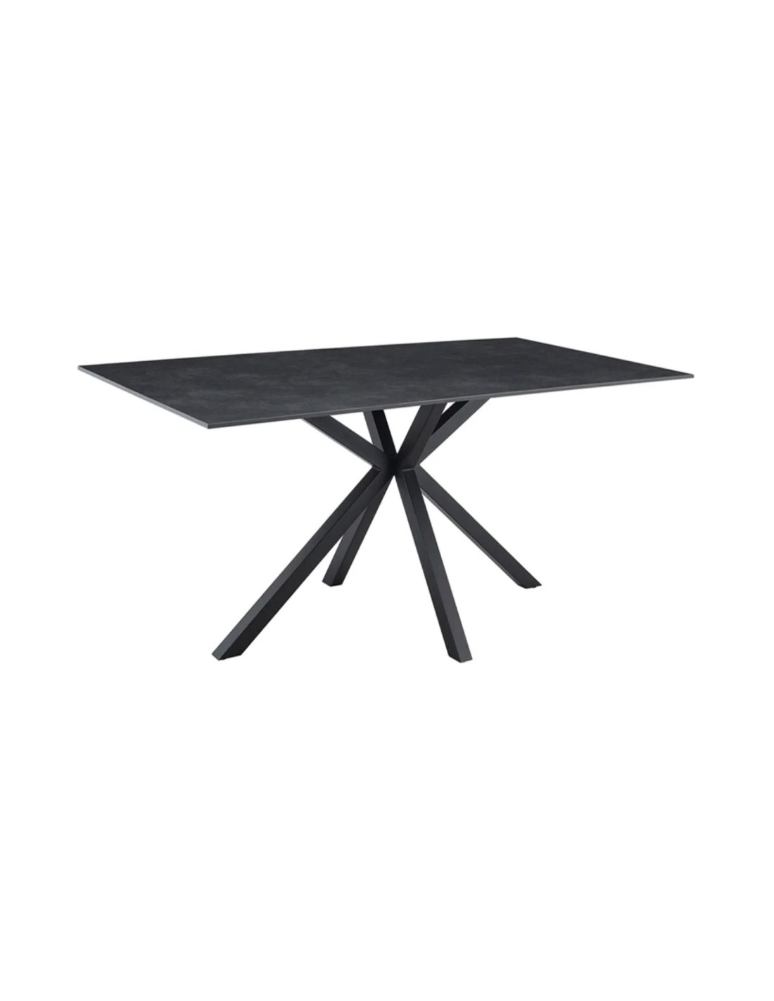 Table De Salle À Manger Solara 160 Cm En Céramique Gris Anthracite Avec Pied Étoile Noir - 6 Places