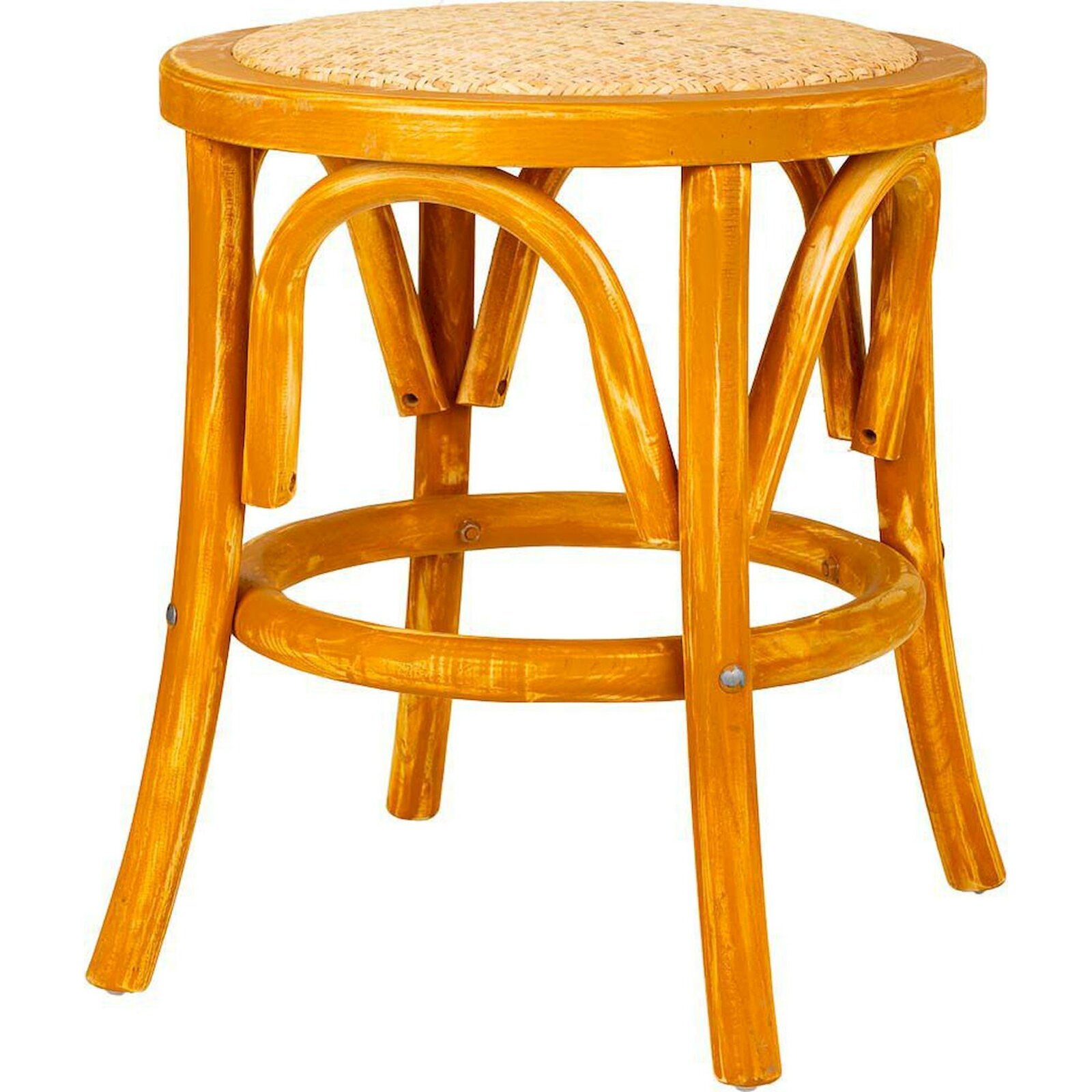 Tabouret En Bois Et Rotin Style Naturel Pour Salon Ou Chambre - Bois Naturel Et Rotin Clair