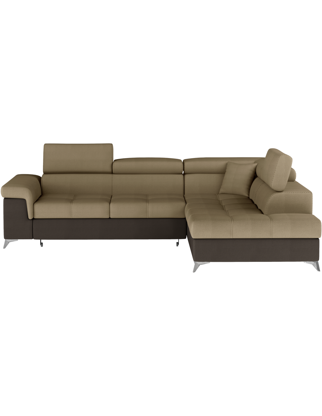 Canapé D'Angle Convertible Palazzo 4 Places Marron Clair Et Foncé - Angle Droit Avec 1 Coussin