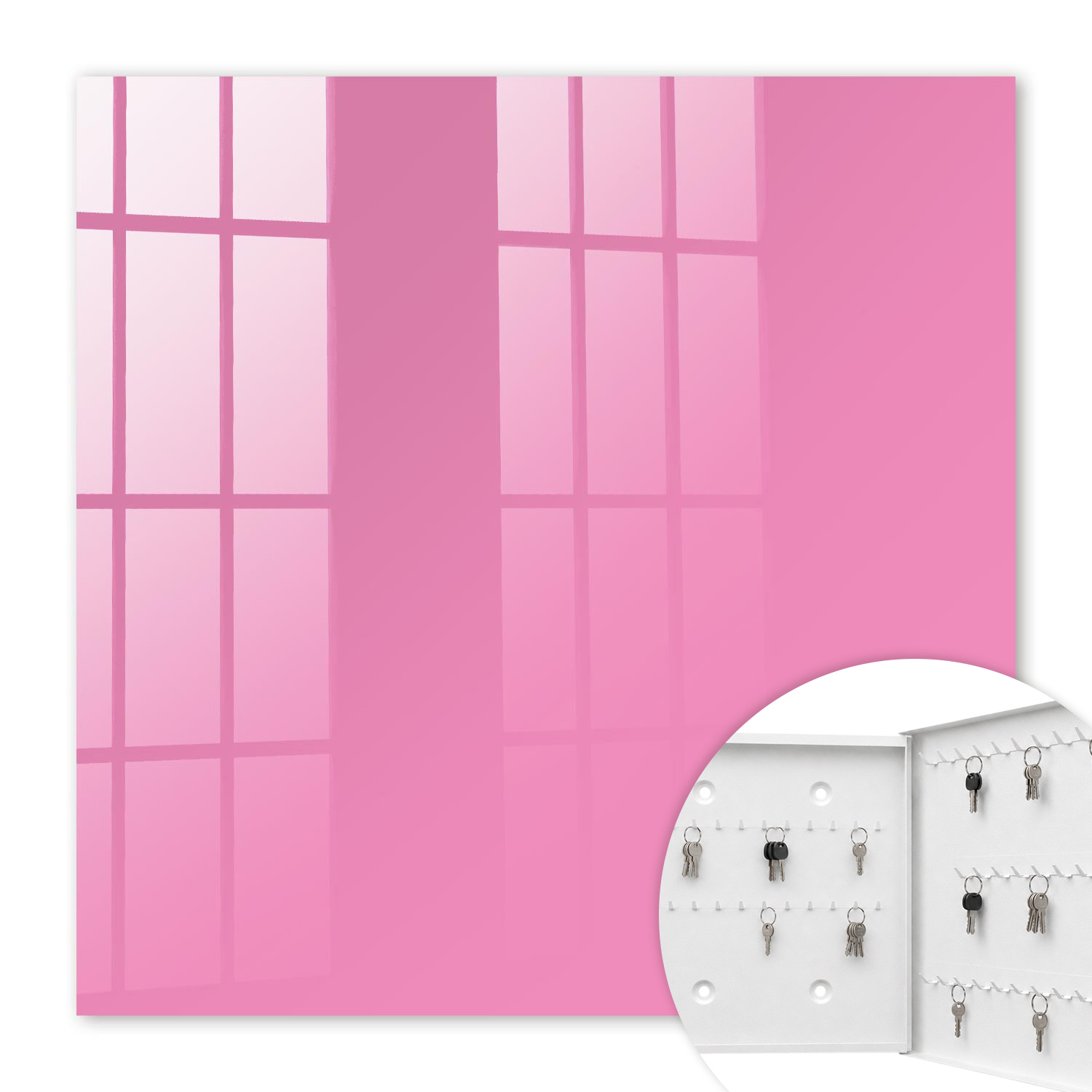 Armoire À Clés - (30 Cm X 30 Cm) - Boîte À Clés Murale - Coffret De Rangement Pour Clés - Couleur Blanche - Ouverture Vers La Droite - Pour Maison Et Bureau - Rose Frais