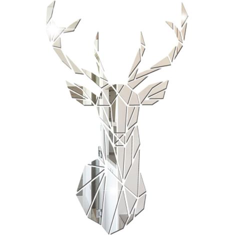 Autocollant Mural Miroir En Cerf 3d 1 Jeu Miroirs Muraux Géométriques Acrylique Adhésif Autocollants De Bricolage Pour Maison Bureau Salon Salle Décor