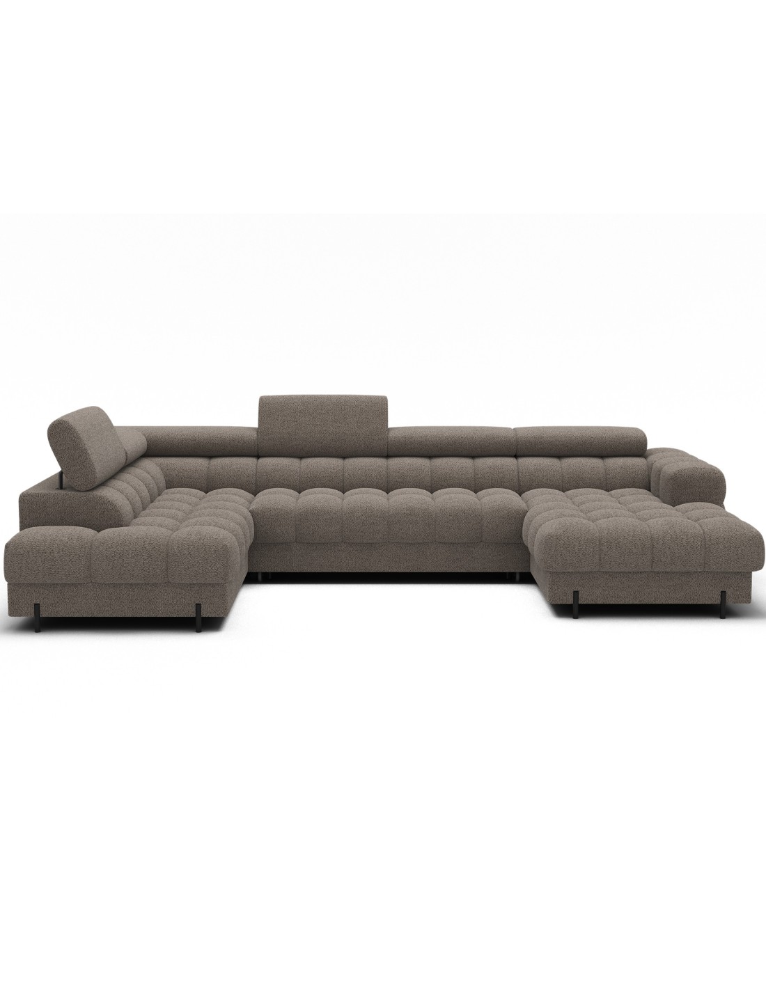 Canapé Panoramique Convertible Beige Foncé Angle Gauche Feraria 358x93x202cm
