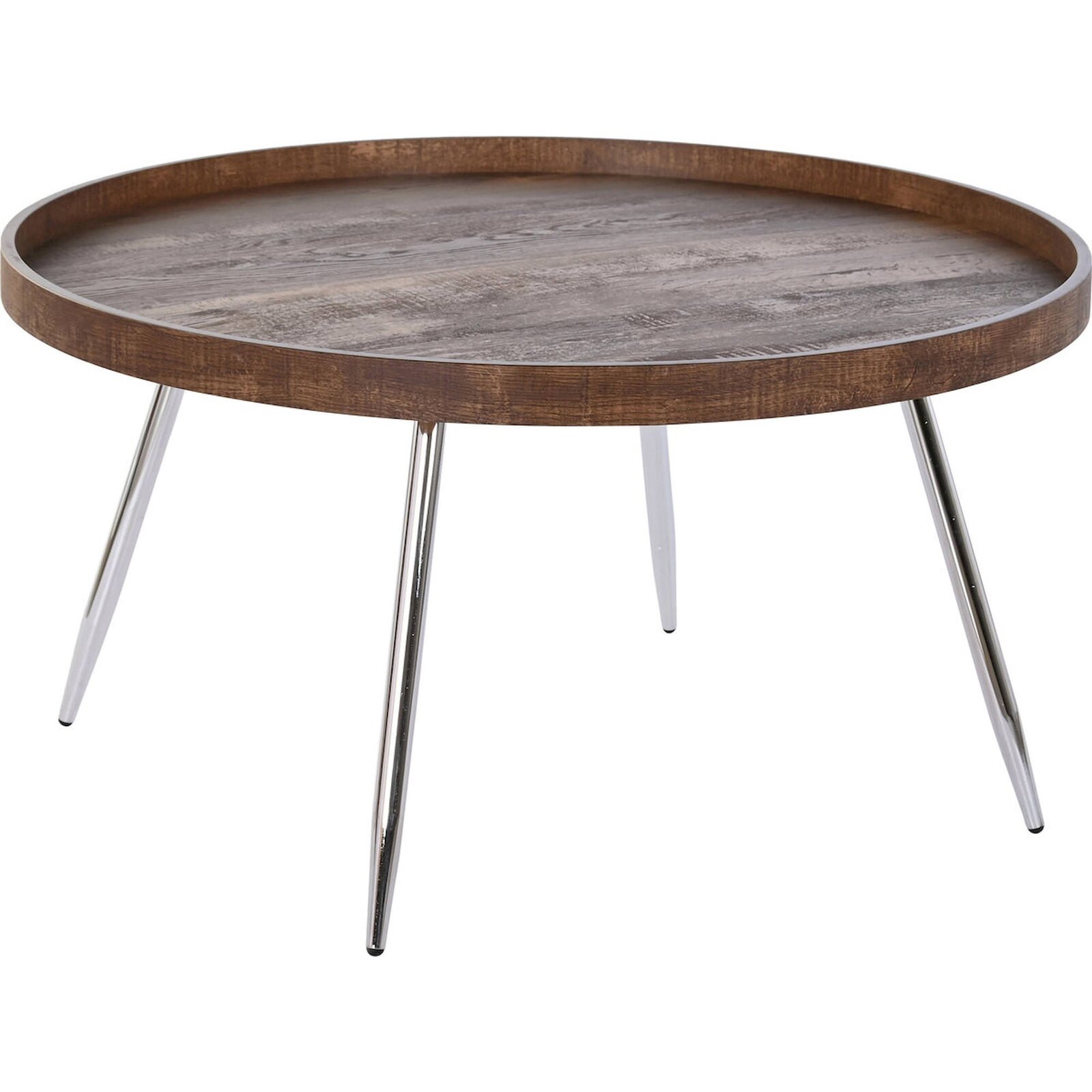Table Basse Chic Bois Et Argent Pour Salon Moderne - Marron Effet Boisé Avec Touches Argentées