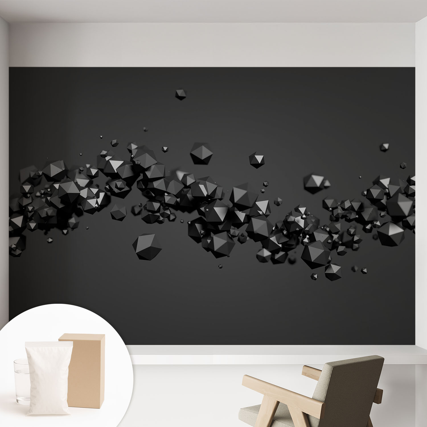 Papier Peint Intissé Décoratif Pour Chambre Et Salon Design Moderne À Poser Facilement - Colle Incluse Gratuite Solides Noirs 152x104 Cm