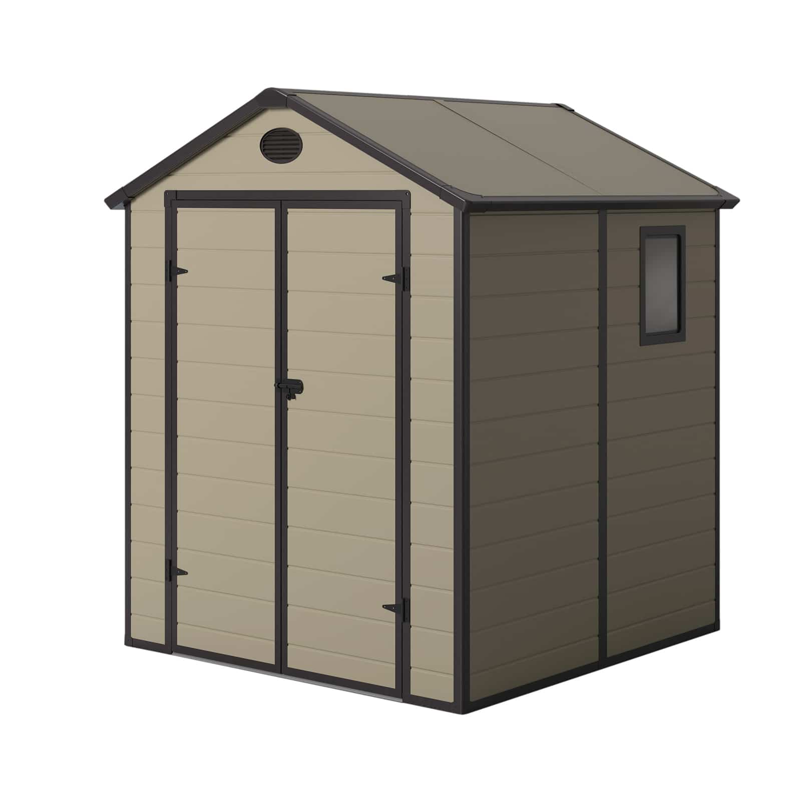 Gardiun - Abri De Jardin Résine 3,57 M² - Dimensions 190x188x225 Cm - Double Porte Battante - Grilles D'Aération Pour Ventilation