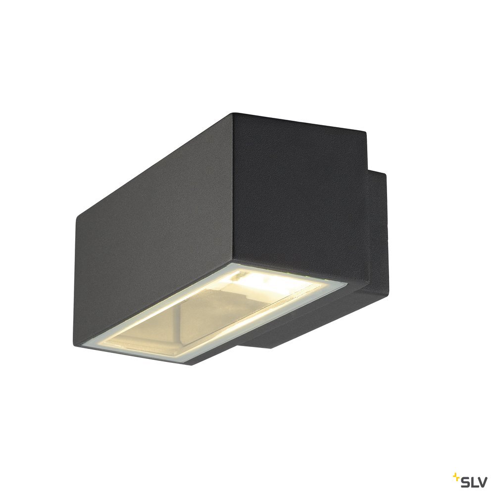 Applique murale SLV Box, anthracite, aluminium, largeur 22 cm, éclairage vers