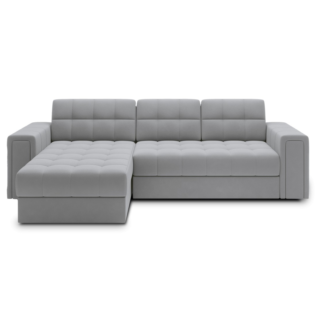 Canapé D'Angle Convertible Kapitara Gris Réversible Avec Coffre De Rangement
