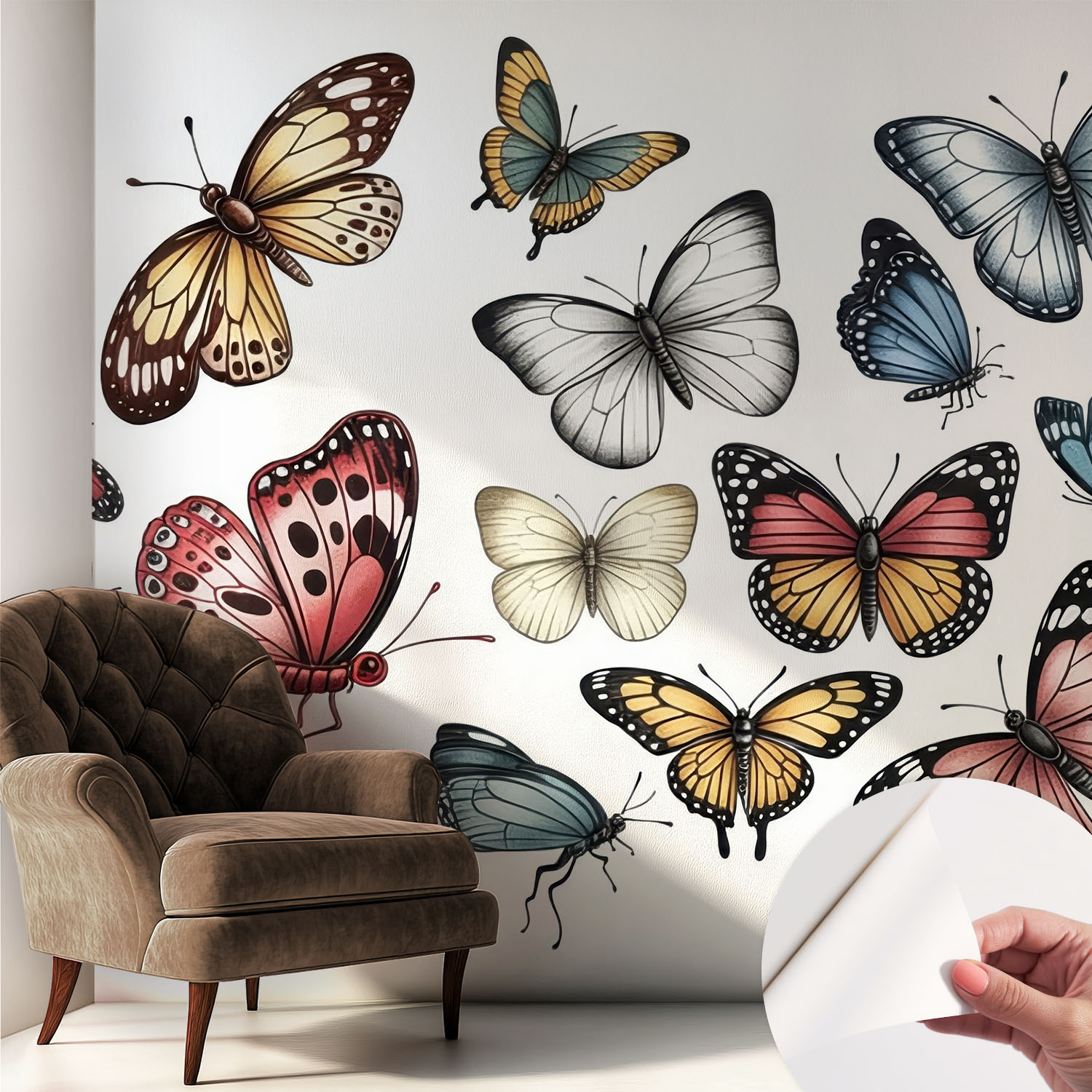 Papier Peint Autocollant Avec Imprimé Pour Intérieur Moderne Application Facile A Motif Papillons Paradisiaques 250x250 Cm