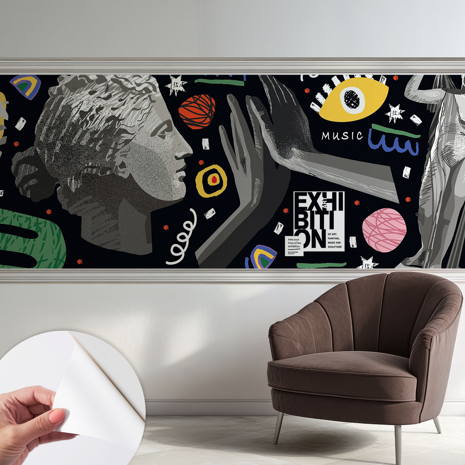 Papier Peint Autocollant Avec Imprimé Pour Intérieur Moderne Application Facile A Motif Exposition Colorée 250x104 Cm