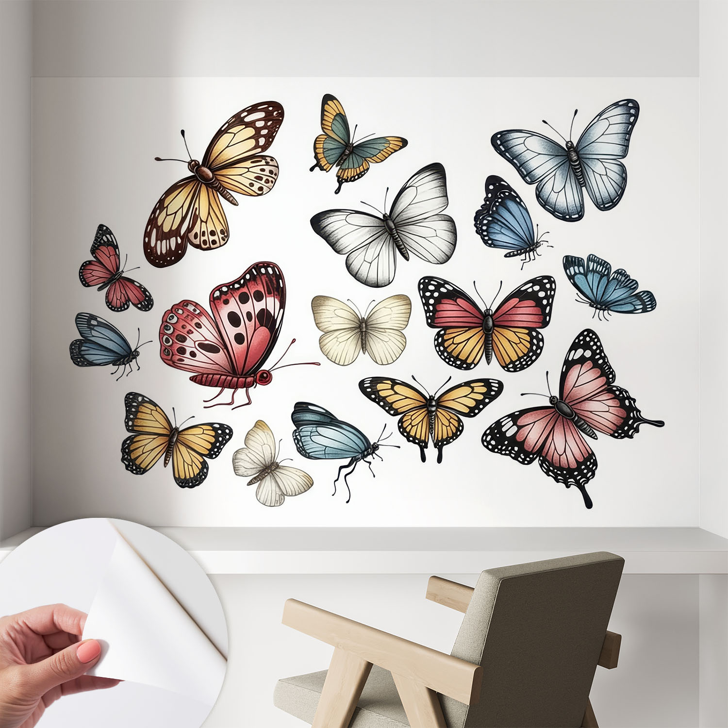 Papier Peint Adhésif Autocollant Pour Salon Chambre À Coucher Tendance Et Originale Papillons Paradisiaques 104x70 Cm