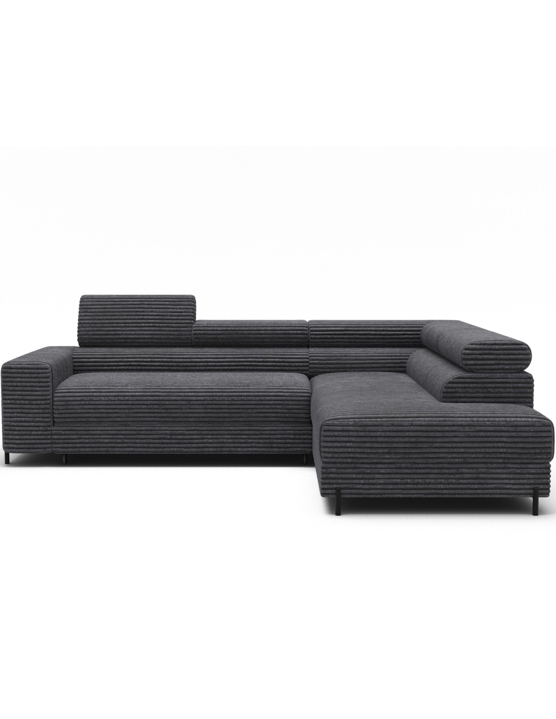 Canapé D'Angle Colesia Convertible 5 Places Brun Clair Velours Côtelé - Droit - 274x200cm