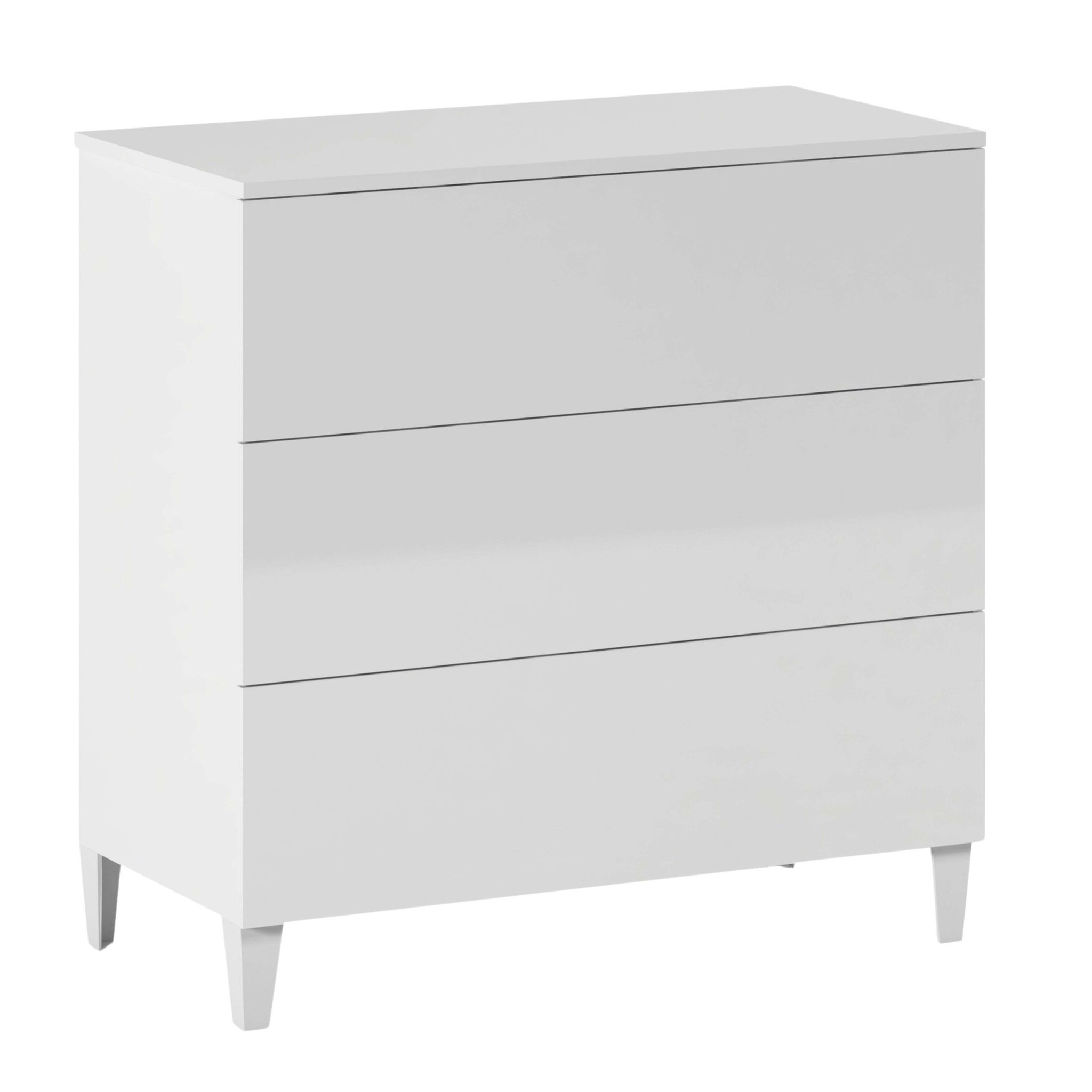 Commode Amir 3 Tiroirs L80 X H80cm - Blanc - Blanc