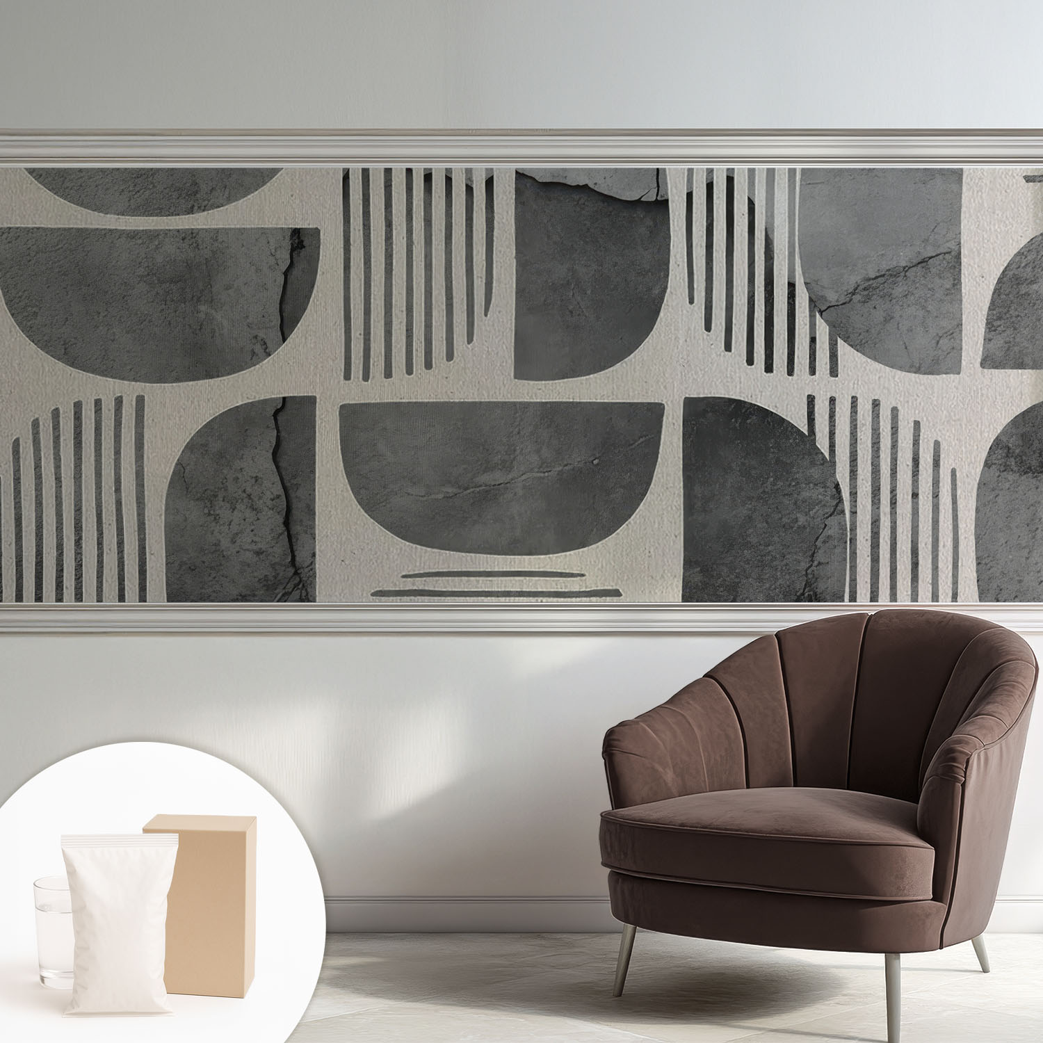 Papier Peint Intissé Décoratif Avec Motifs Pour Salon Et Chambre A Motif - Colle Incluse Gratuite Formes Géométriques 250x104 Cm