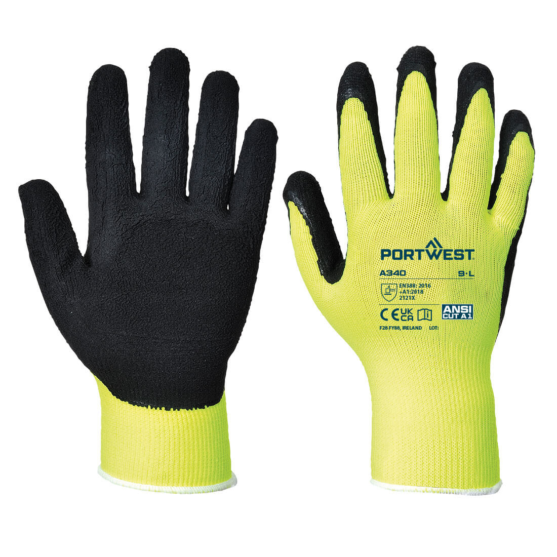 Gants Grip Hivis Latex Jaune 2xl - Taille 11