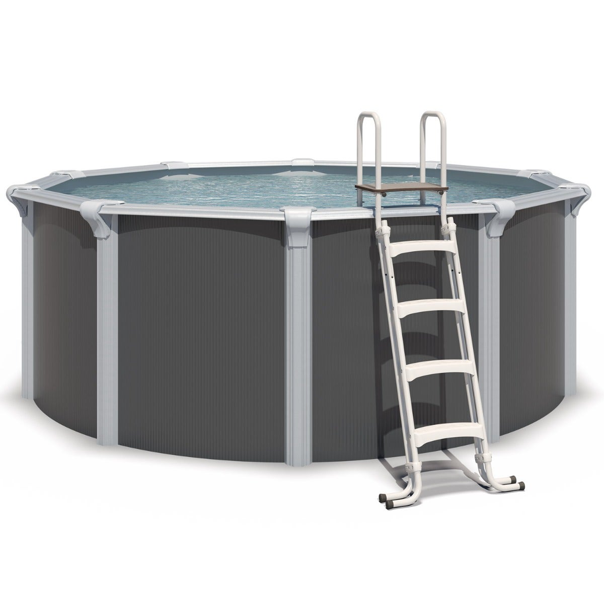 M&s - Piscine Hors Sol Acier Ronde Ø 4,55 X 1,32 M Anthracite Osmose