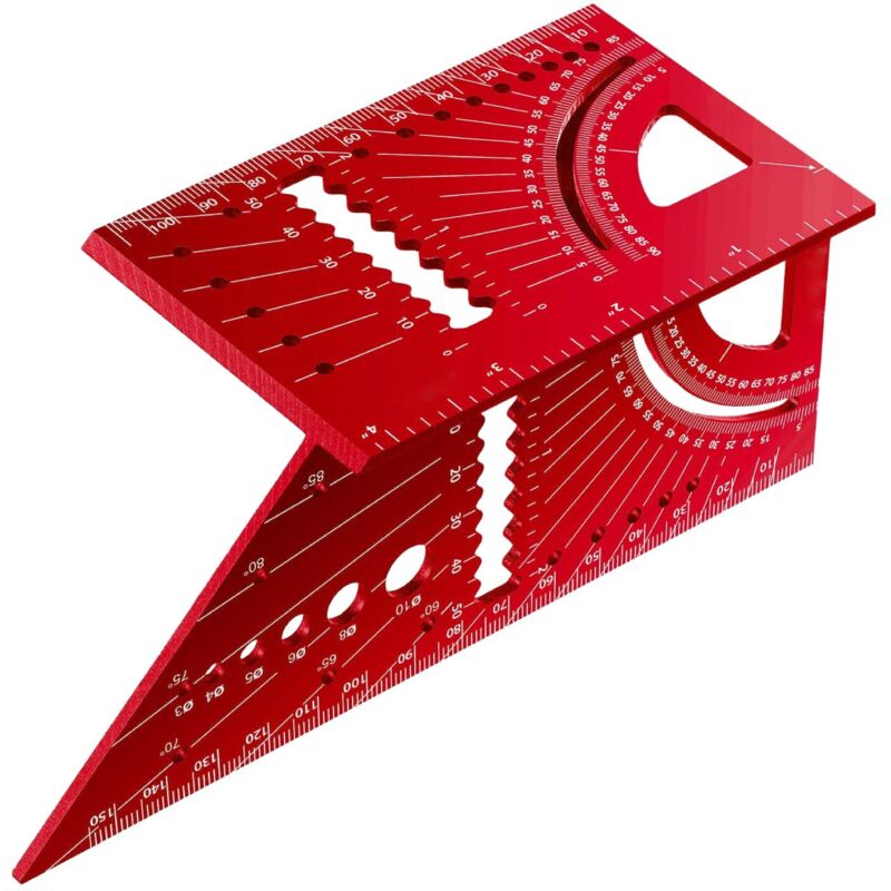 Équerre De Mesure En Alliage D'Aluminium, Outil De Mesure D'Angle D'Onglet 3d De 45 À 90 Degrés, Équerre, Pour Le Travail Du Bois, Rouge