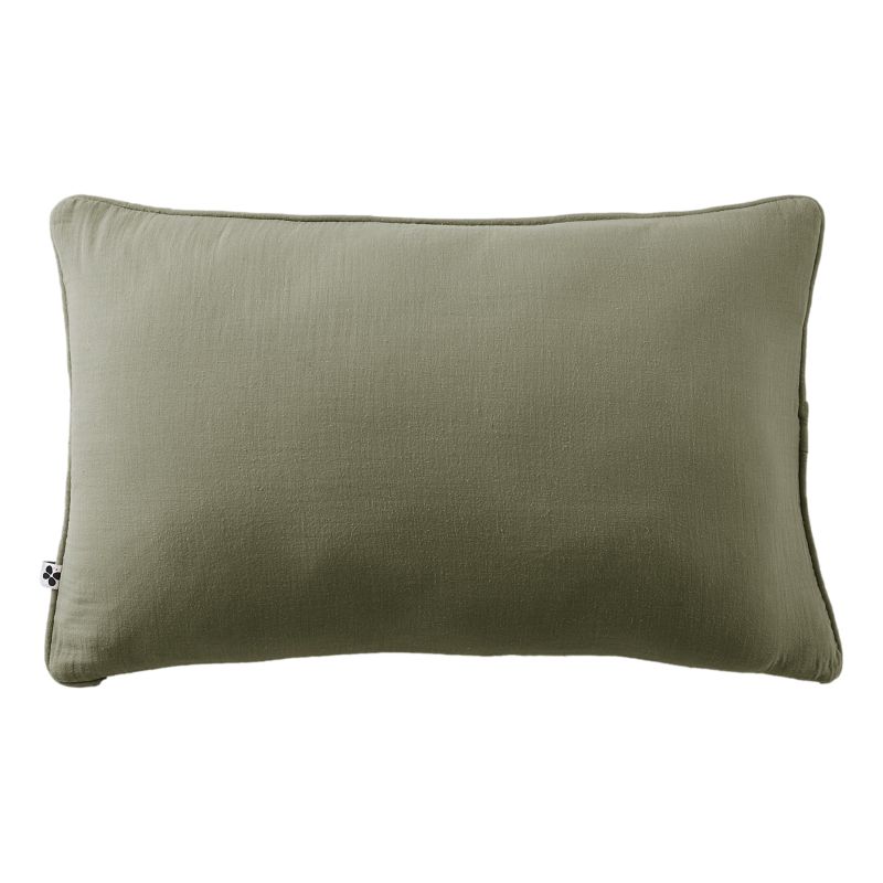 Coussin Déhoussable Avec Passepoil "gaïa" 40 X 60 Cm "gaze De Coton" L'Effet Papillon - Gaia Romarin -