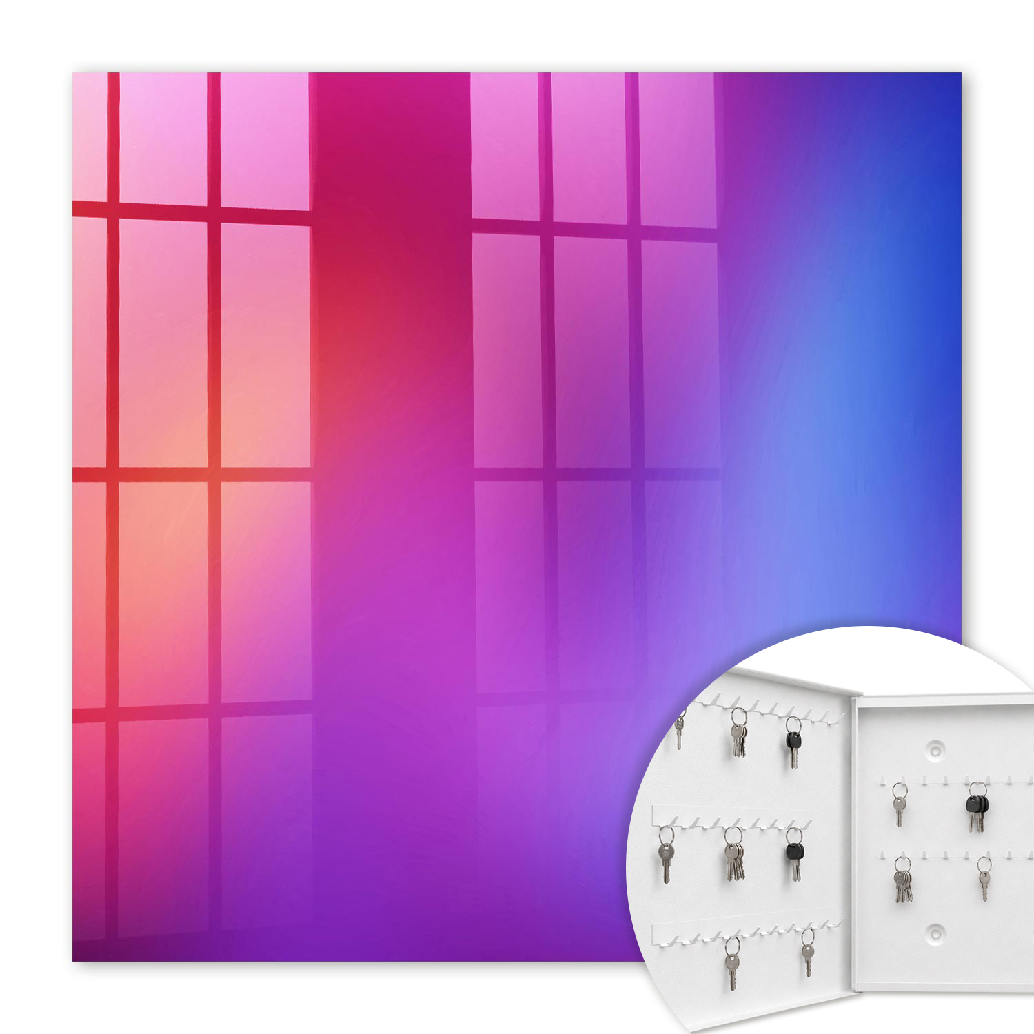 Armoire À Clés - (30 Cm X 30 Cm) - Boîte À Clés Murale - Coffret De Rangement Pour Clés - Couleur Blanche - Ouverture Vers La Gauche - Pour Maison Et Bureau - Délice Coloré