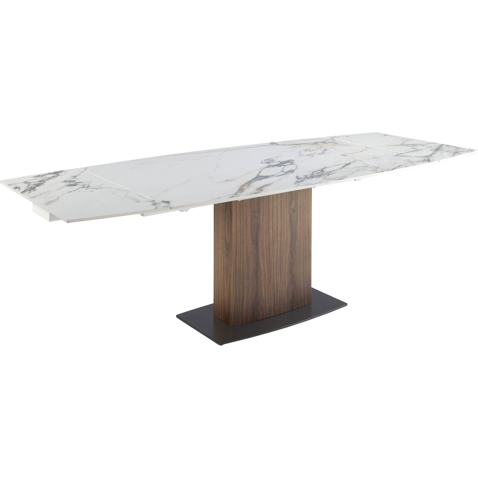 Table Extensible Ovale Blanc Marbré Angel Cerda - Marbre Blanc Veiné De Gris Et Marron
