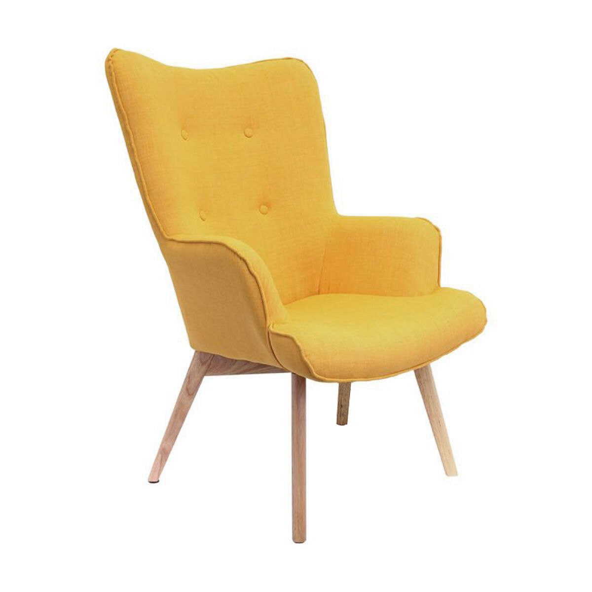 Altobuy - Hayna - Fauteuil Jaune Et Piétement Naturel