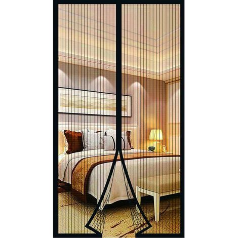 Moustiquaire Porte Fenetre Aimantée Magnetique, Rideaux Anti Mouches Pour Porte, Rideaux Toile Insect Ecran, Moustiquaire Baie Vitree Coulissante, Magnétique Moustique Sans Perçage (90 X 210cm, Noir)