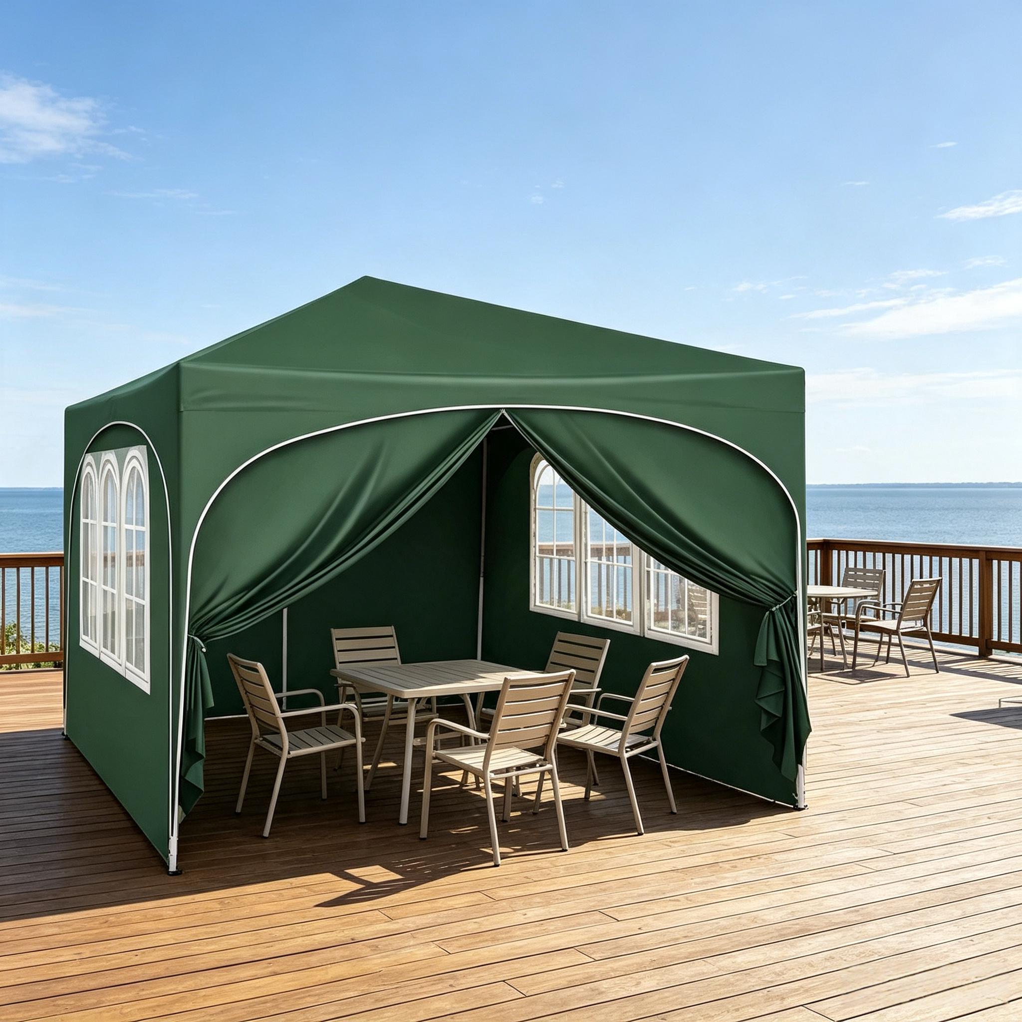 Pavillon De Jardin Pliant 3 X 3 M Vert, Structure En Fer, Avec Housse De Transport, Redom