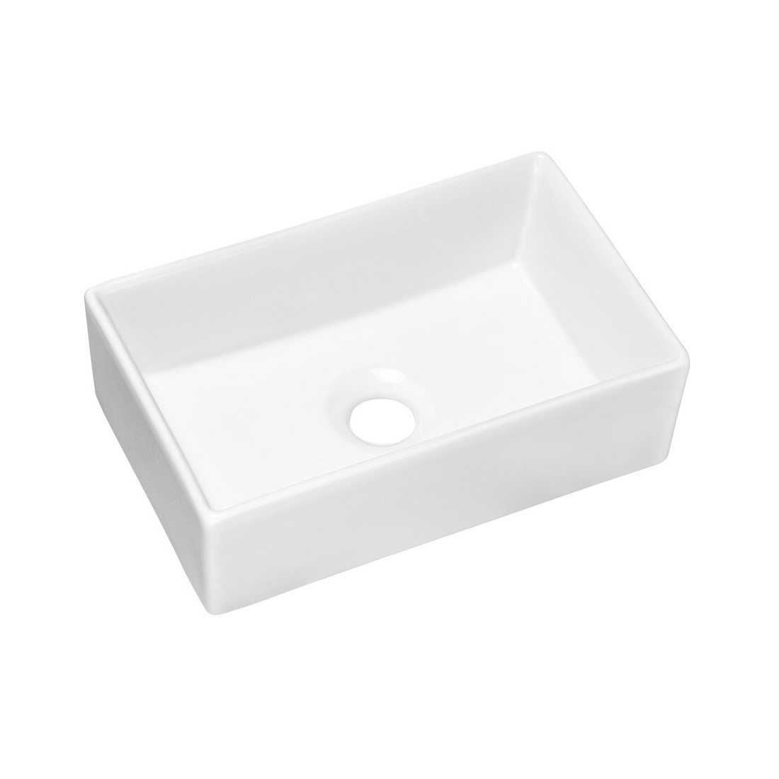 Vasque À Poser Rectangulaire 35x22 Cm En Céramique Blanche Brillante