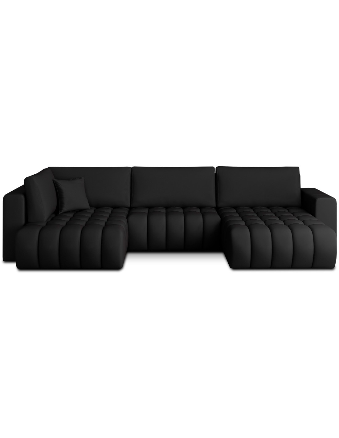 Canapé D'Angle Bonita Convertible 6 Places Noir Tissu - Droit - 350x175cm