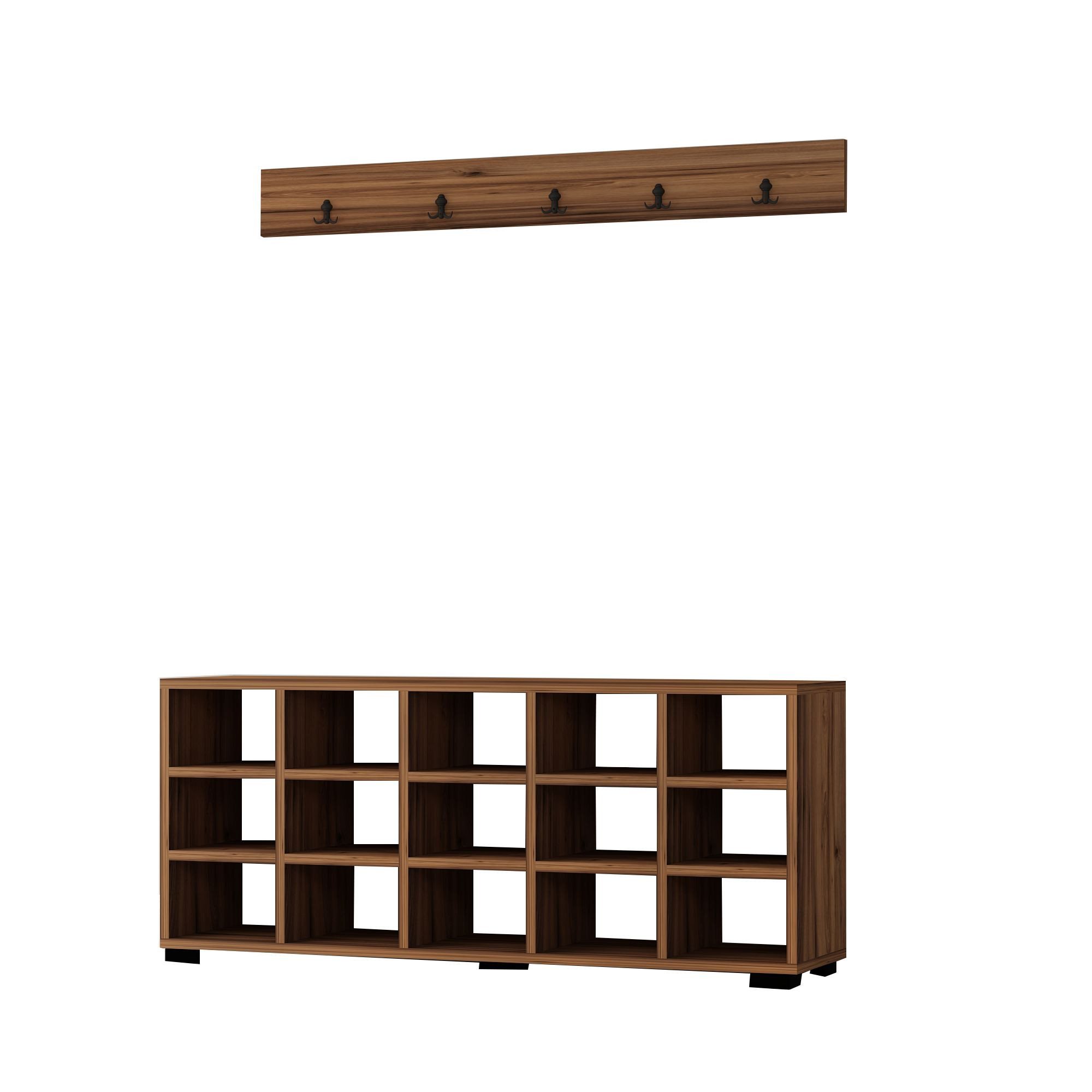 Meuble À Chaussures Avec Porte Manteau En Bois "talu" - 120 X 30 X 52 Cm - Marron