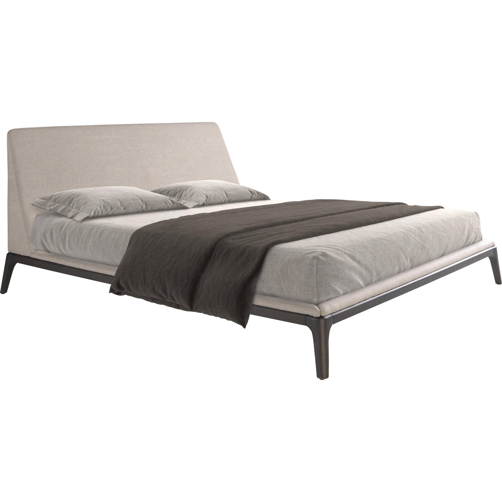 Lit Double Gris Élégant Angel Cerda 180x200cm - Gris Tissu Pieds Acier Noirs