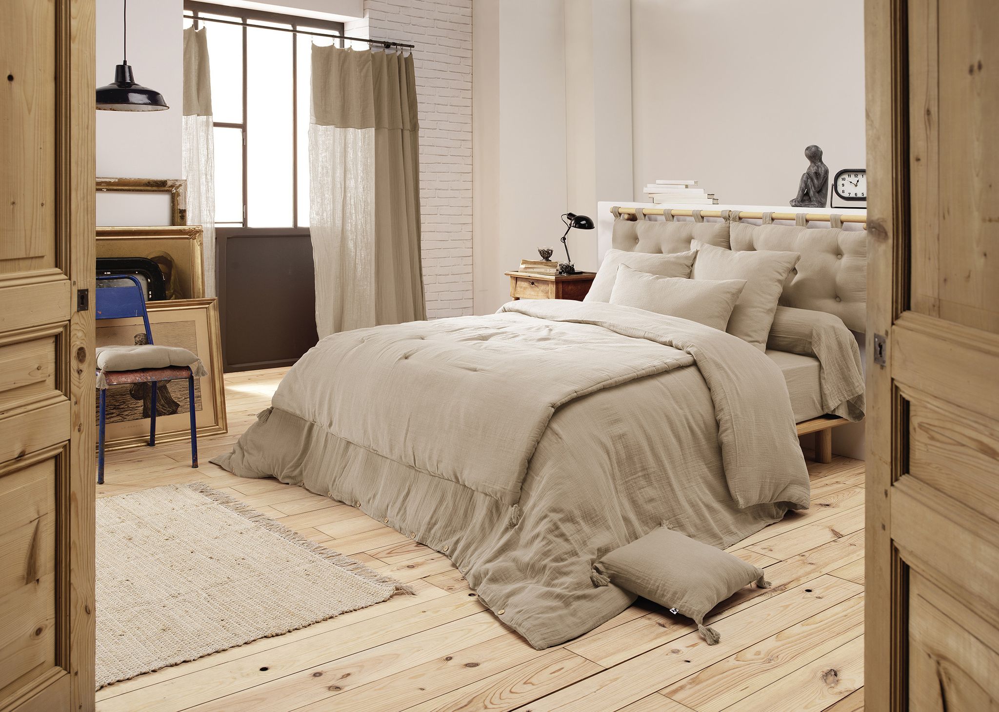Housse De Couette 280 X 240 Cm King Size - Double Gaze - Mila Ficelle