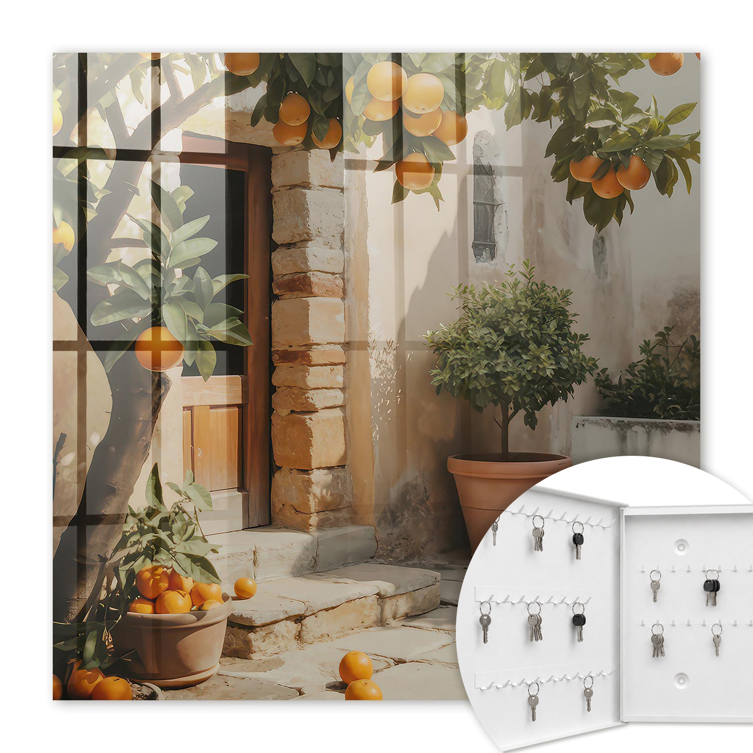 Armoire À Clés - (30 Cm X 30 Cm) - Boîte À Clés Murale - Coffret De Rangement Pour Clés - Couleur Blanche - Ouverture Vers La Gauche - Pour Maison Et Bureau - Jardin Des Orangers