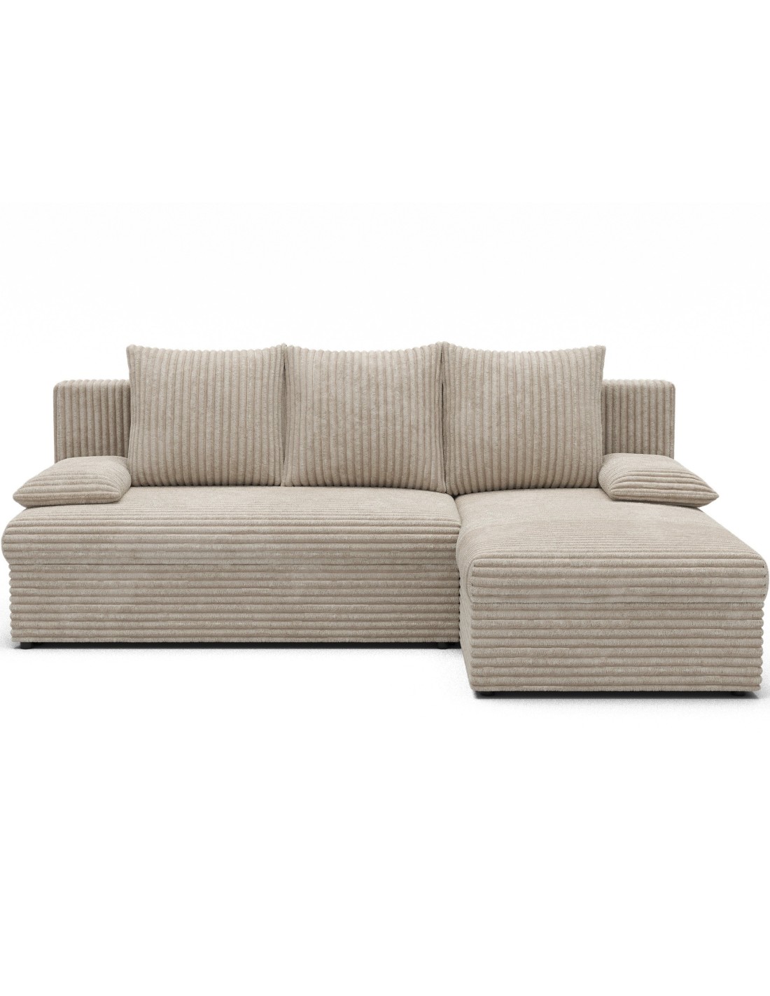 Canapé D'Angle Beige Clair 3 Places Coffre À Literie 206x90x146cm Gina