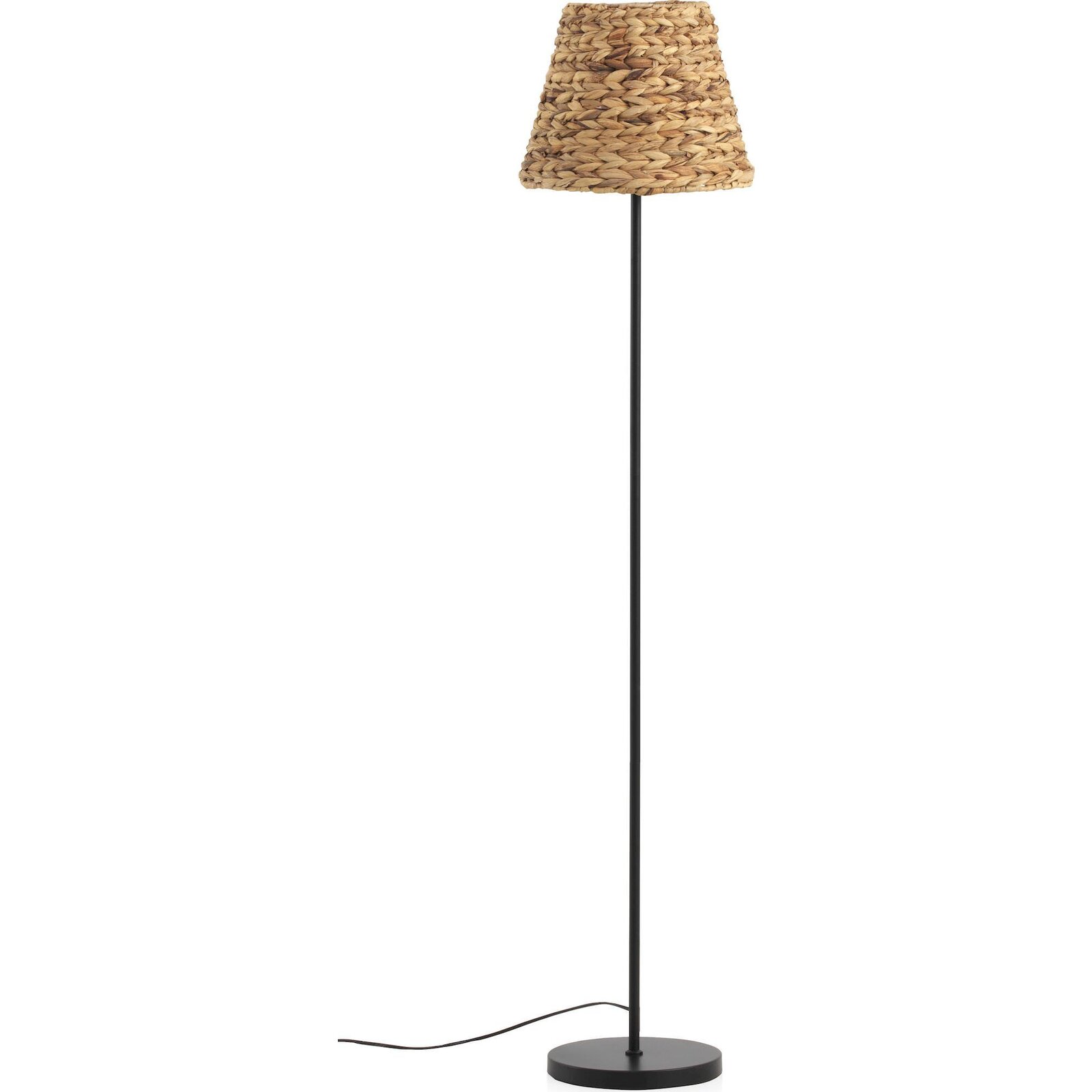 Lampe De Sol Naturelle En Fibres Et Base Métal Ambiance Chaleureuse - Naturel Fibres Tressées Et Noir Mat