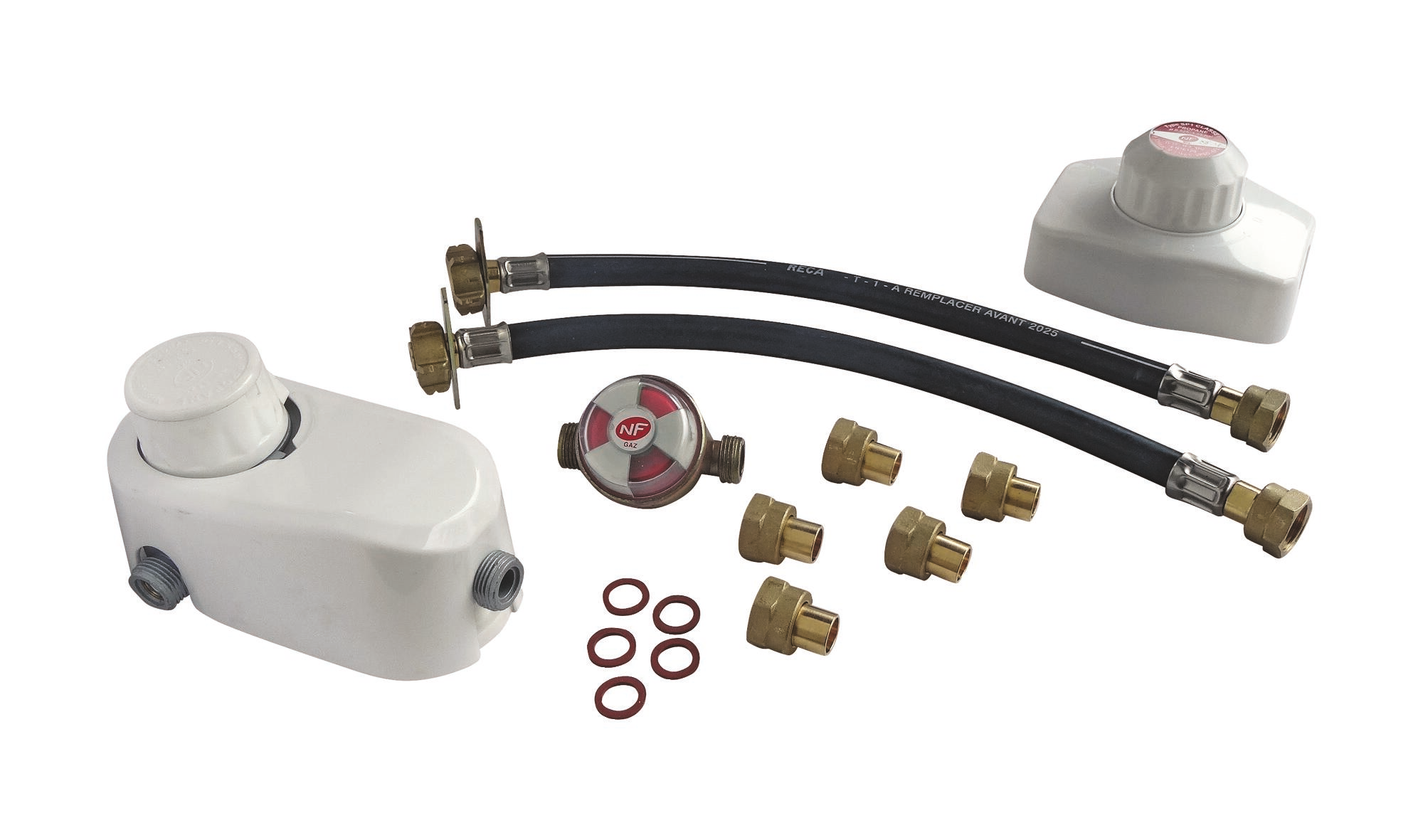 Ayor - Ensemble Détendeur Gaz 1,3 Kg/h + Inverseur Avec Lyres Pour 2 Bouteilles Propane