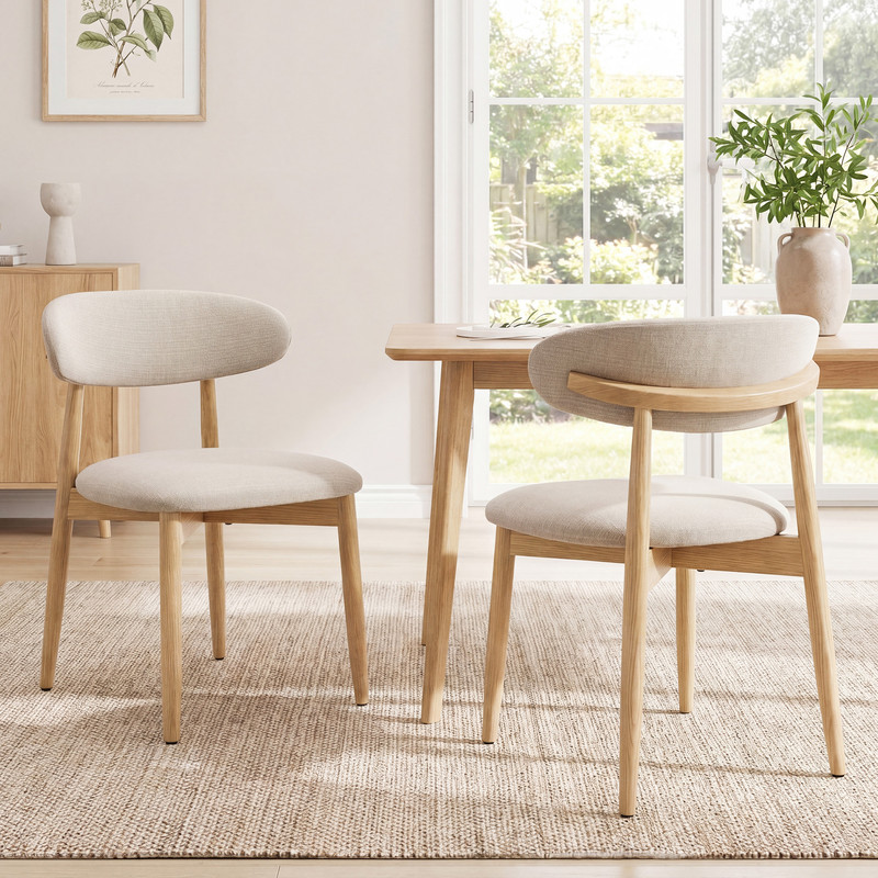 Colamy Lot De 2 Chaises En Bois Massif, Robustes Et Élégantes, Style Nordique Minimaliste, Idéales Pour Salle À Manger Et Cuisine,beige