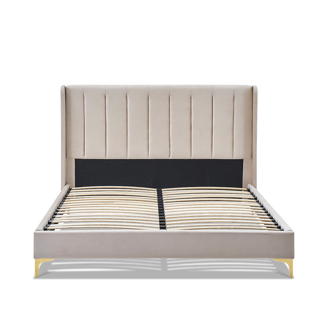 Bellecour - Literie Sommier Avec Tête De Lit Lavezzi 140x190 Cm Coloris Beige
