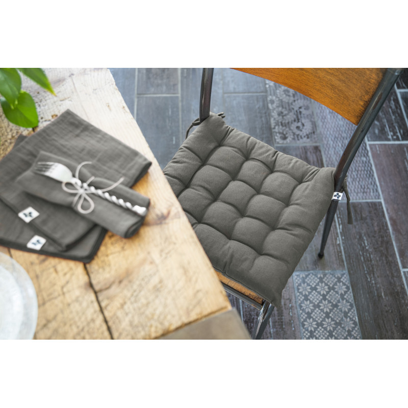 Assise Matelassée Outdoor Déperlant - Anti-uv "kala" En Coton 38 X 38 Cm L'Effet Papillon - Kala Granit -
