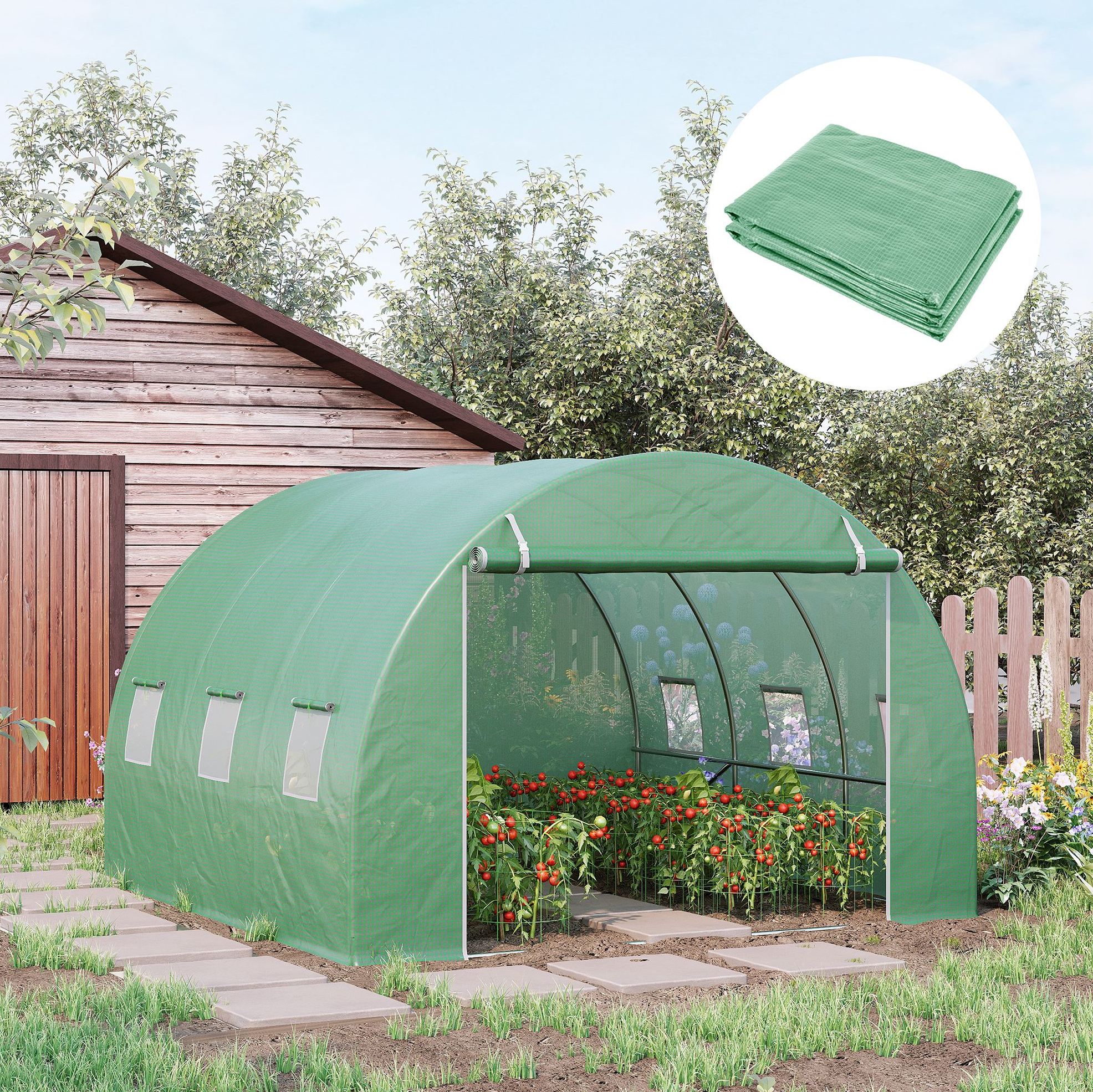 Bâche De Remplacement Pour Serre Tunnel 3 X 3 X 2 M En Pe Vert Anti-uv, Redom