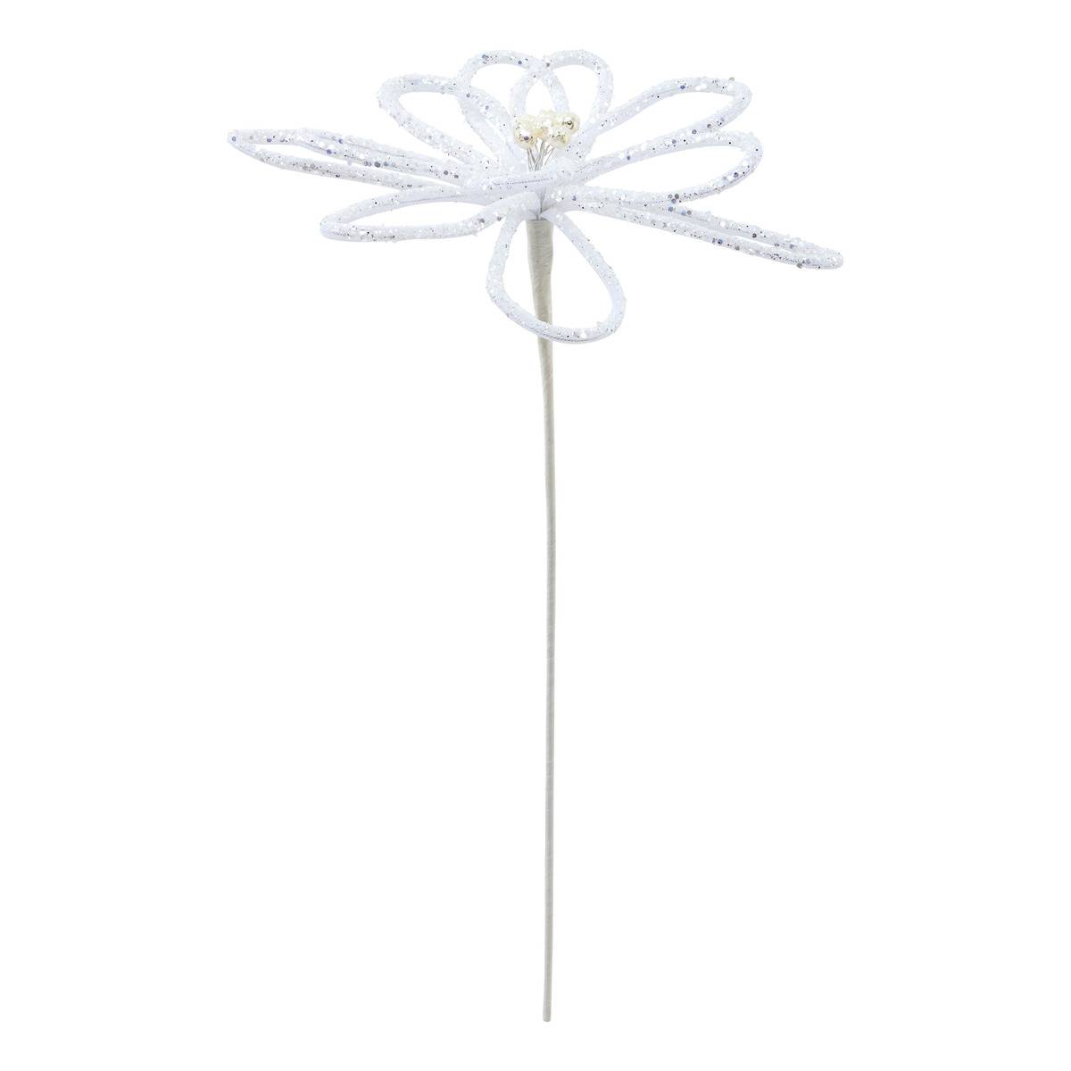 Branche Décorative Fleur En Tulle Blanche H. 50 Cm - Feeric Lights & Christmas