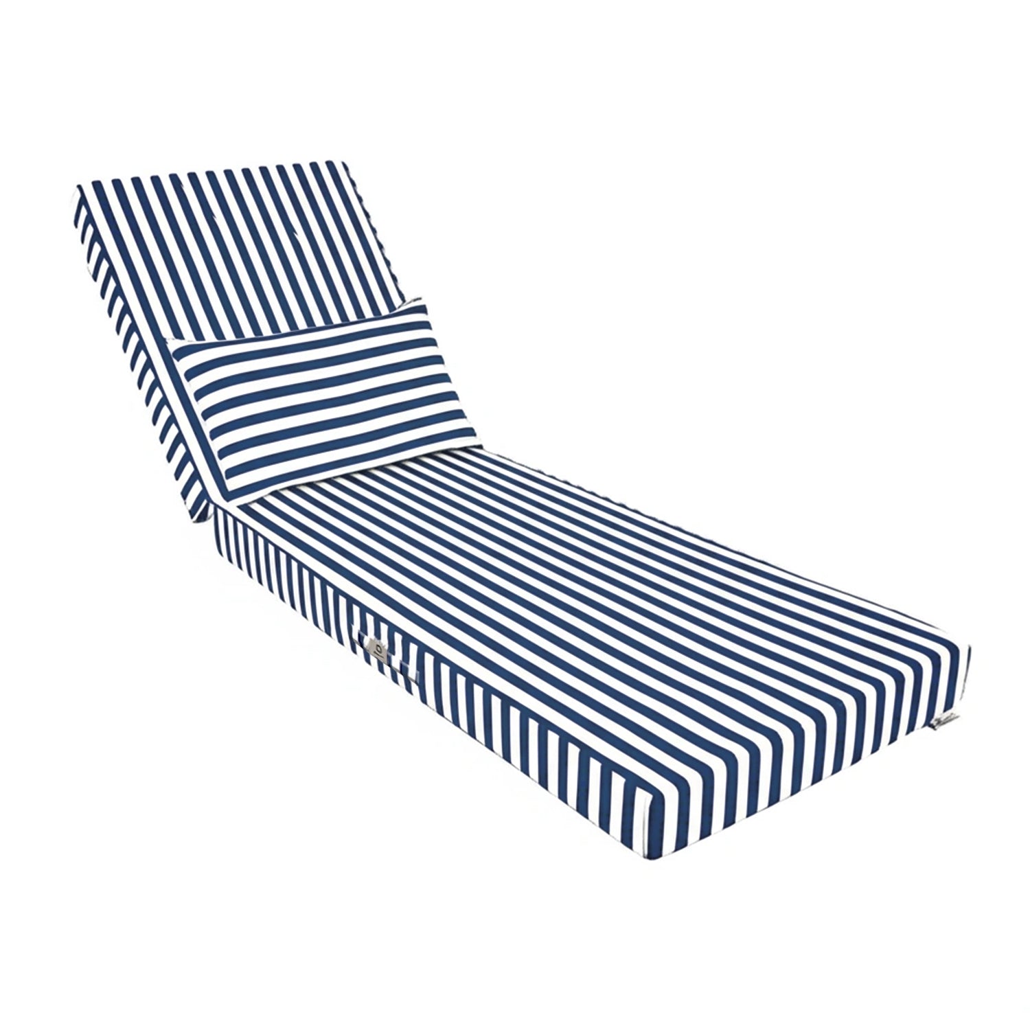Matelas Transat Premium 190x60 Rayure Bleu Marine - Épais 10cm & Têtière (déhoussable)