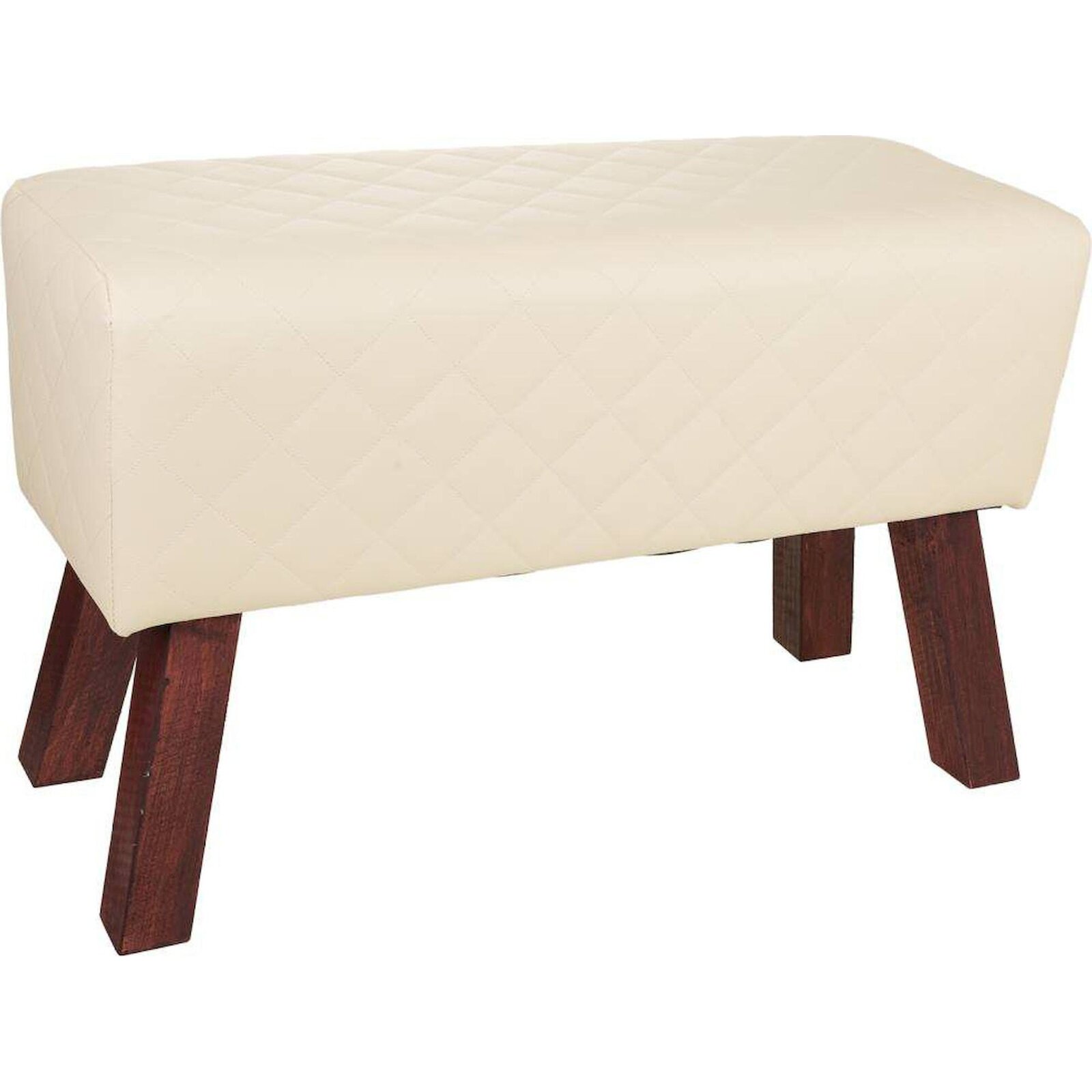 Tabouret Design Bois Assise Colorée Pour Salon Moderne - Crème Et Pieds Bois Foncé
