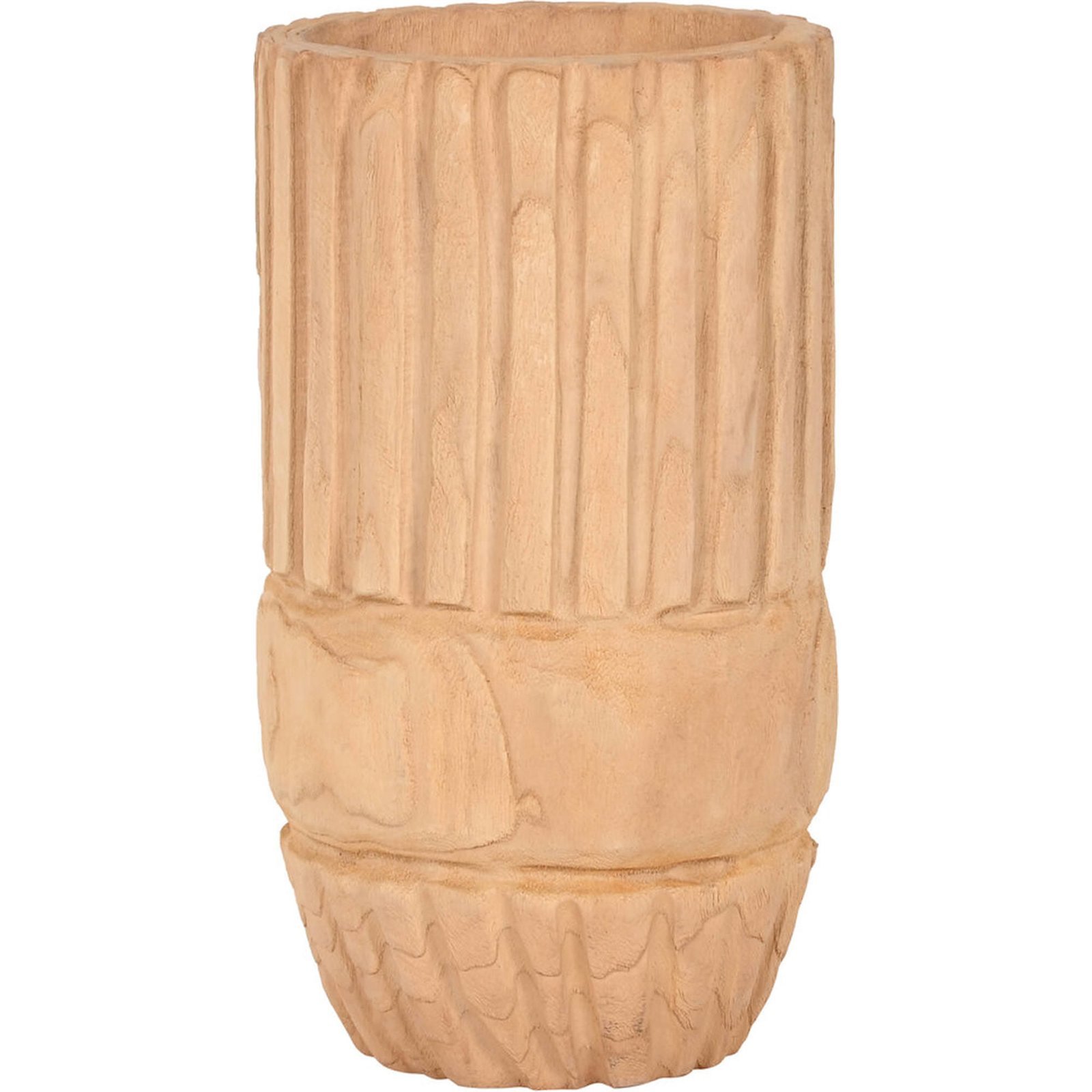 Cache-pot Bois Sculpté Paulownia Élégant Et Intemporel - Bois Naturel Sculpté Au Charme Authentique
